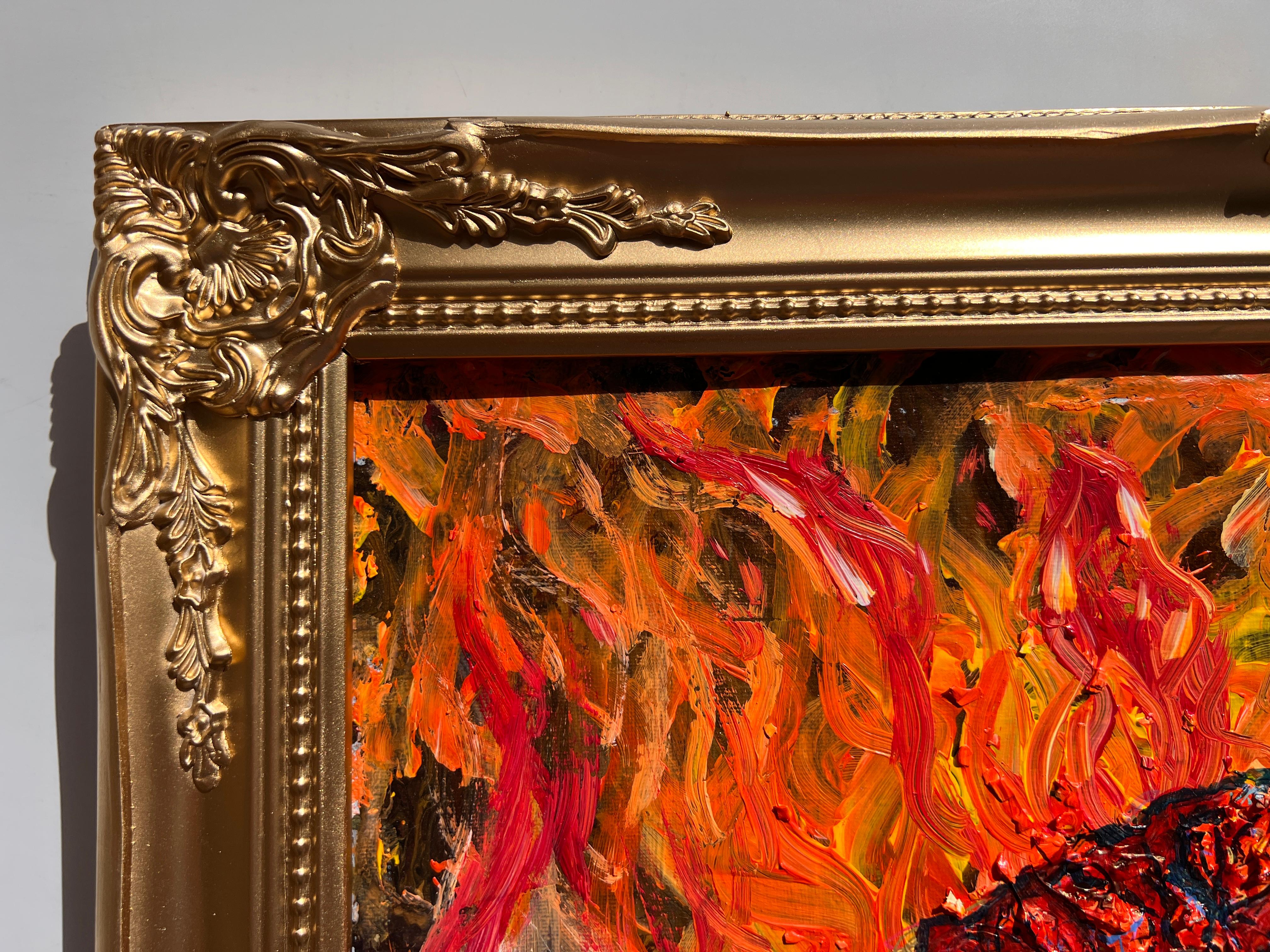 Peinture abstraite texturée sur toile de Serg Graff, « Endorphin », COA, cadre doré en vente 4