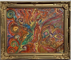 Strukturierte abstrakte Malerei auf Leinwand von Serg Graff, "Magische Freunde", COA