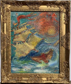Peinture abstraite texturée sur toile de Serg Graff, "Sailboat of Hope", COA