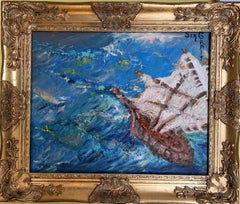 Texturierte abstrakte Malerei auf Leinwand von Serg Graff, "Sea Adventure" Seelandschaft COA