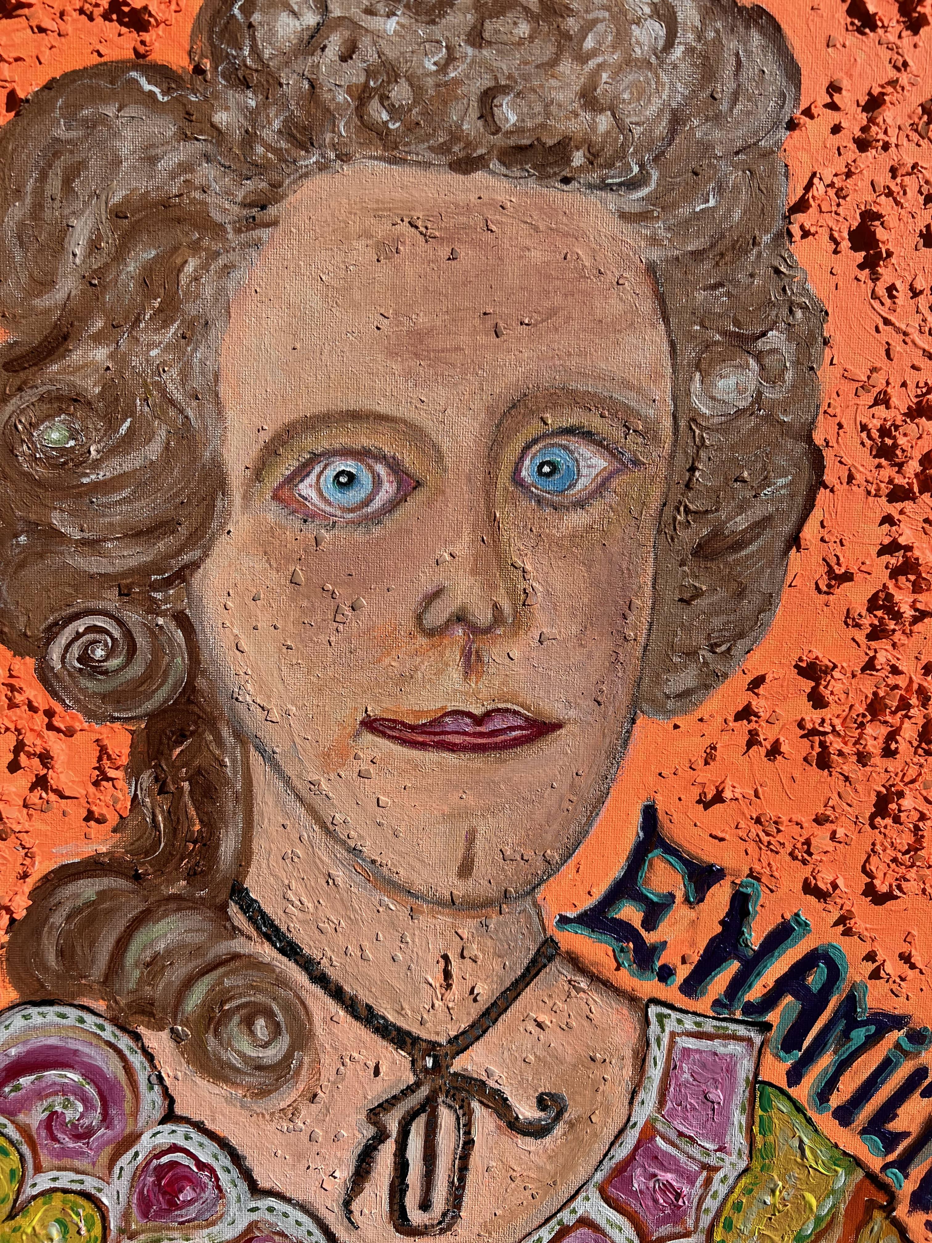 Textured Painting on Canvas by Serg Graff Portrait of Elizabeth Hamilton For Sale 2