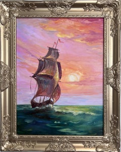 "L'Olandese Volante" - Pittura a olio originale su tela, paesaggio marino di Serg Graff
