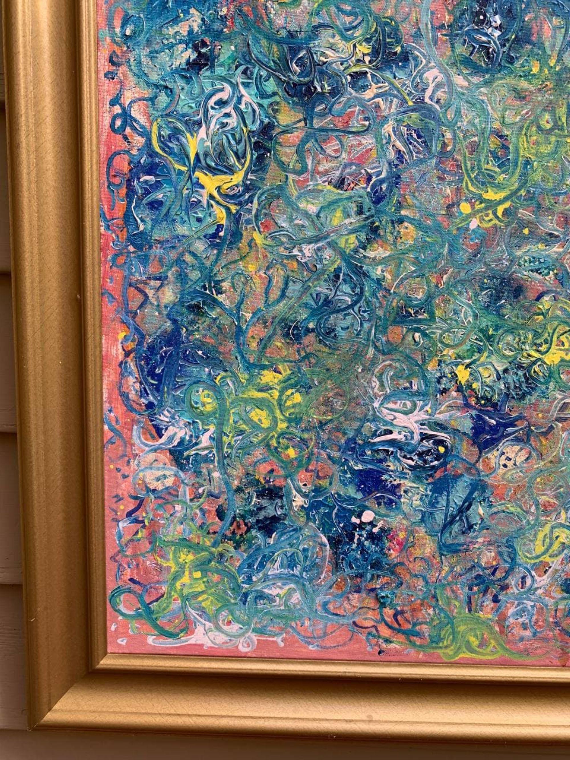 Underwater Dream Original Abstract Acrylic Painting by Serg Graff  COA, Framed For Sale 2
