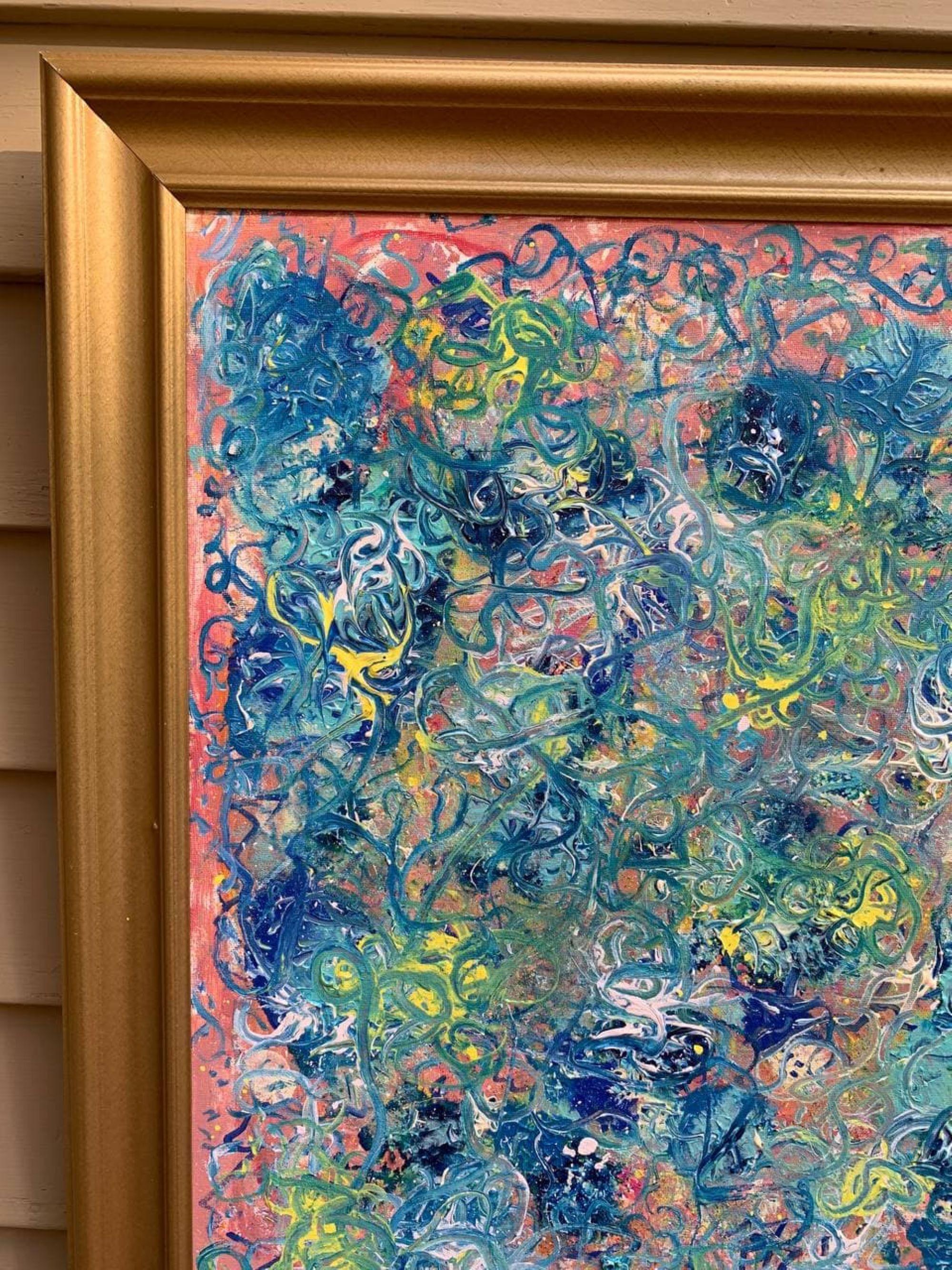 Underwater Dream Original Abstract Acrylic Painting by Serg Graff  COA, Framed For Sale 3