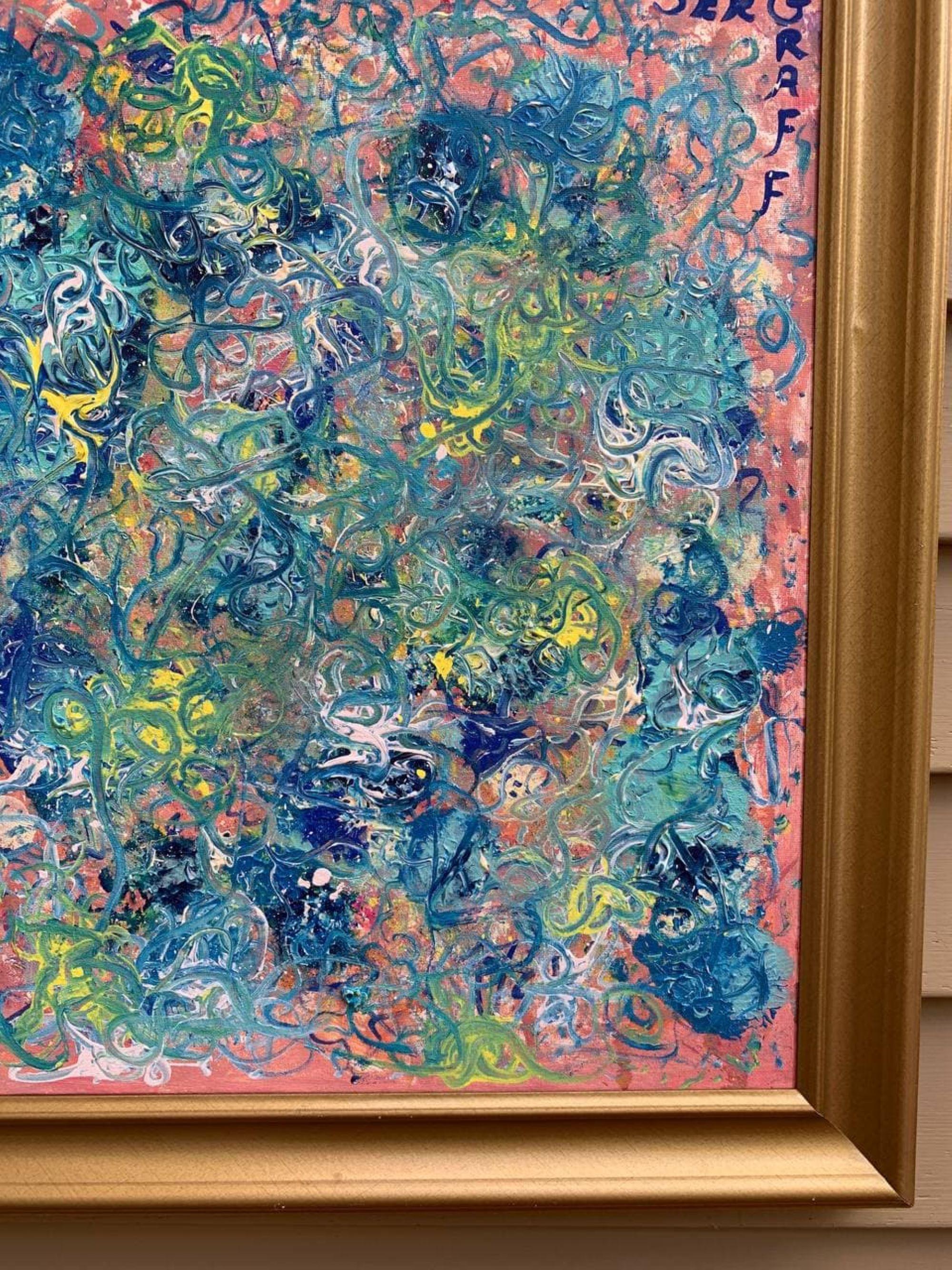 Underwater Dream Original Abstract Acrylic Painting by Serg Graff  COA, Framed For Sale 5