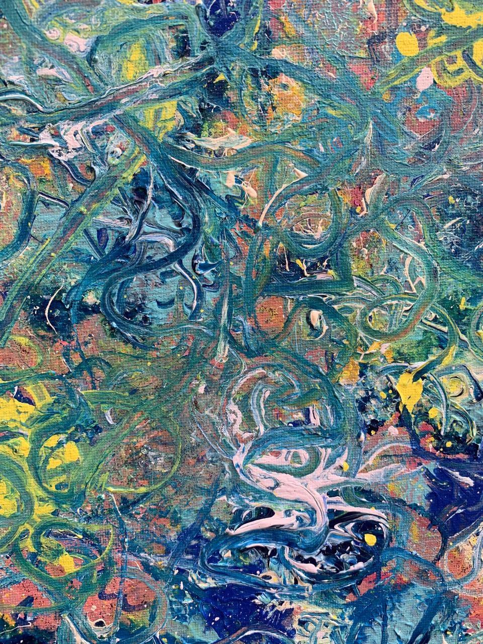 Underwater Dream Original Abstract Acrylic Painting by Serg Graff  COA, Framed For Sale 6