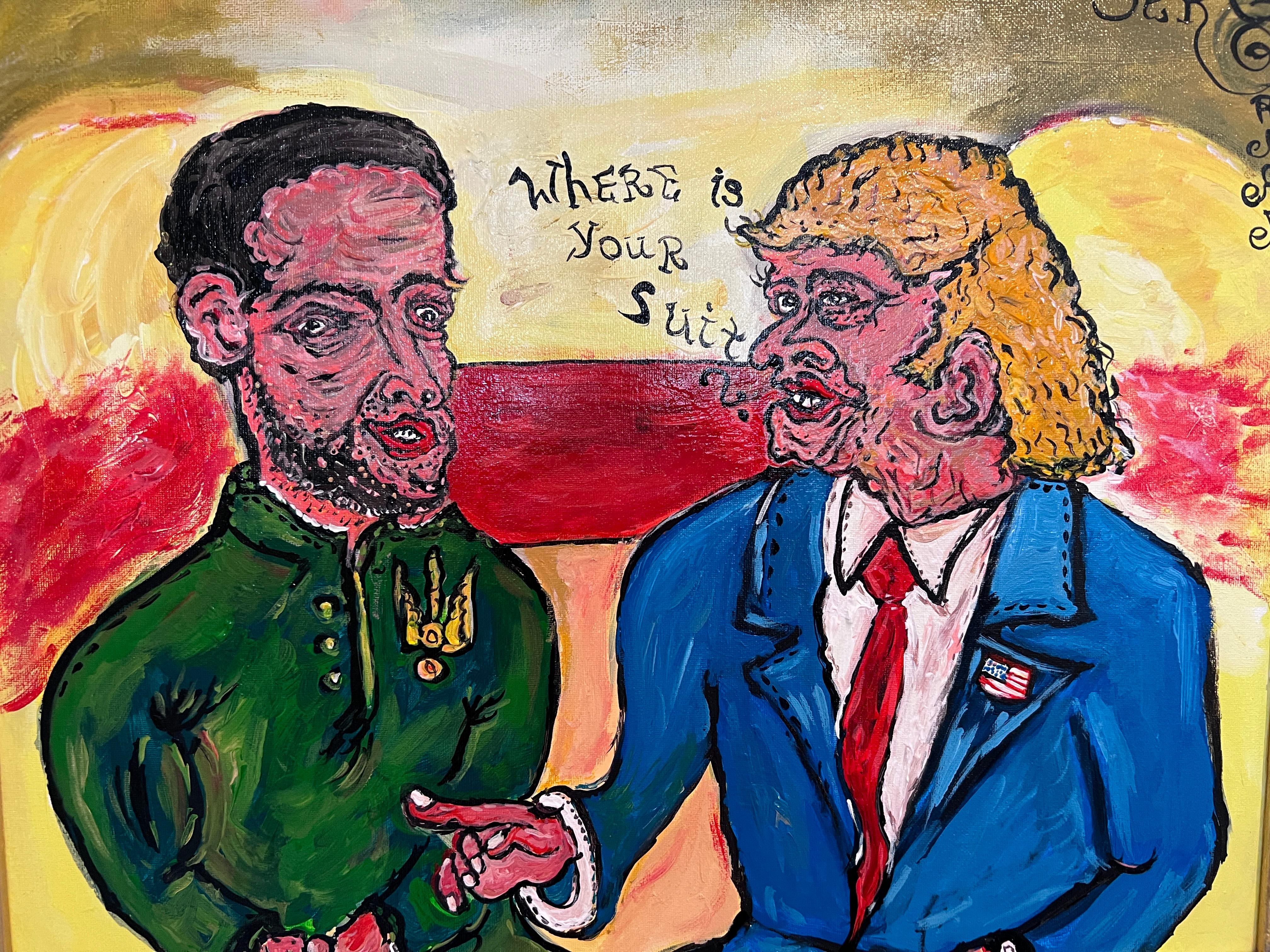 Einzigartiges Originalgemälde auf Leinwand von Serg Graff, COA „ Trump Peace Deal“, COA im Angebot 2