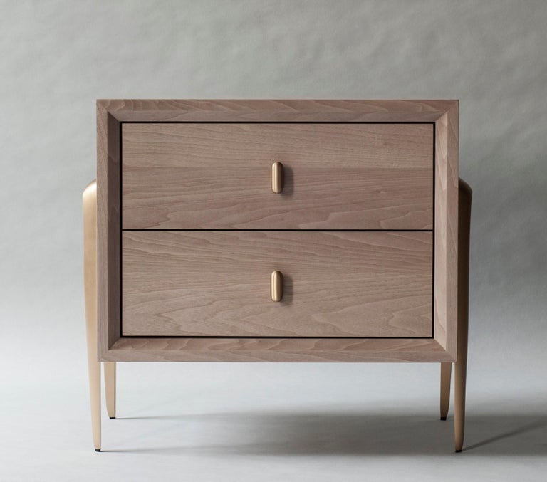 Serge Bedside Table By Demuro Das With Solid Satin Bronze Legs For Sale At 1stdibs