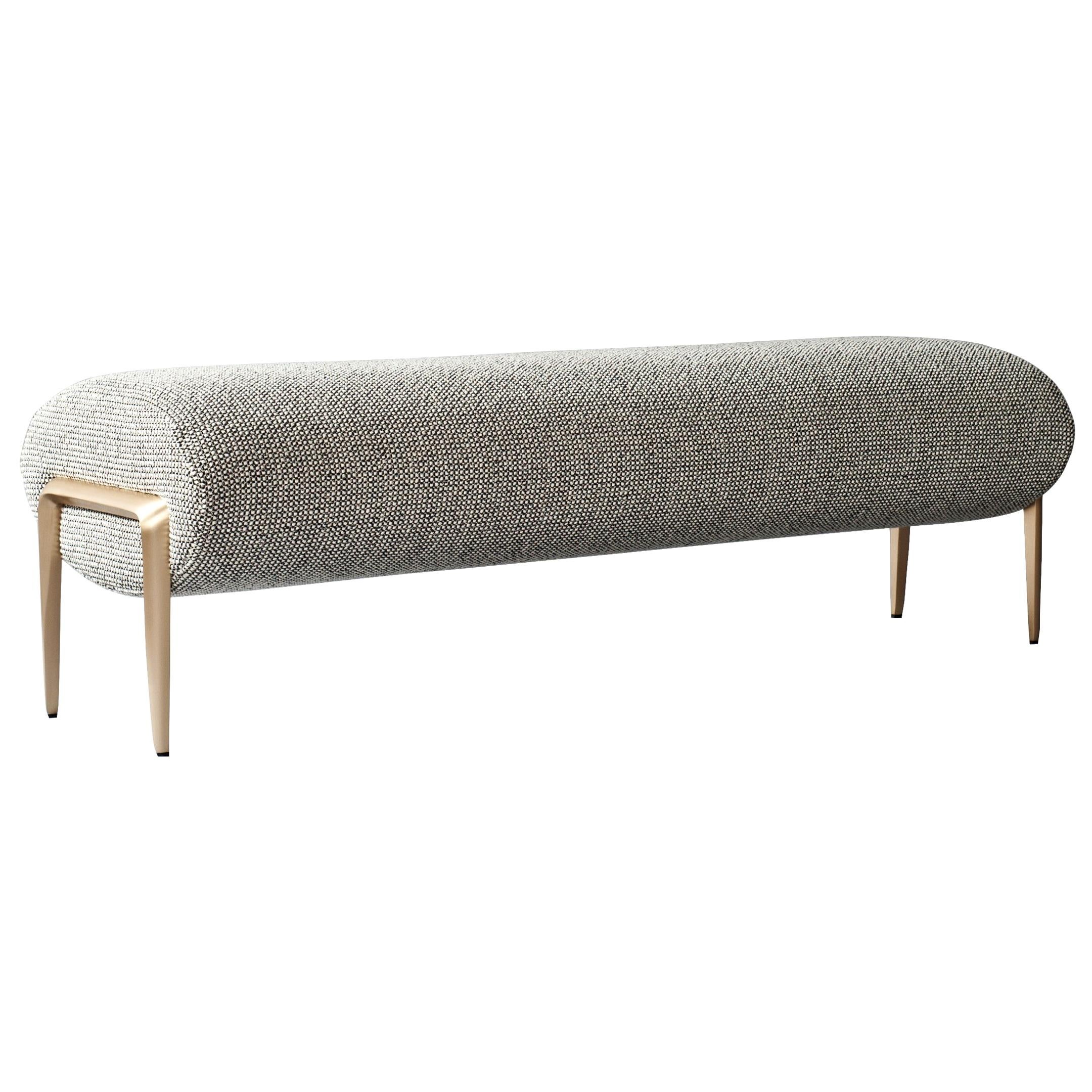 Serge Bench by DeMuro Das with Cylindrical Seat and Hand-Cast Satin Bronze Legs For Sale