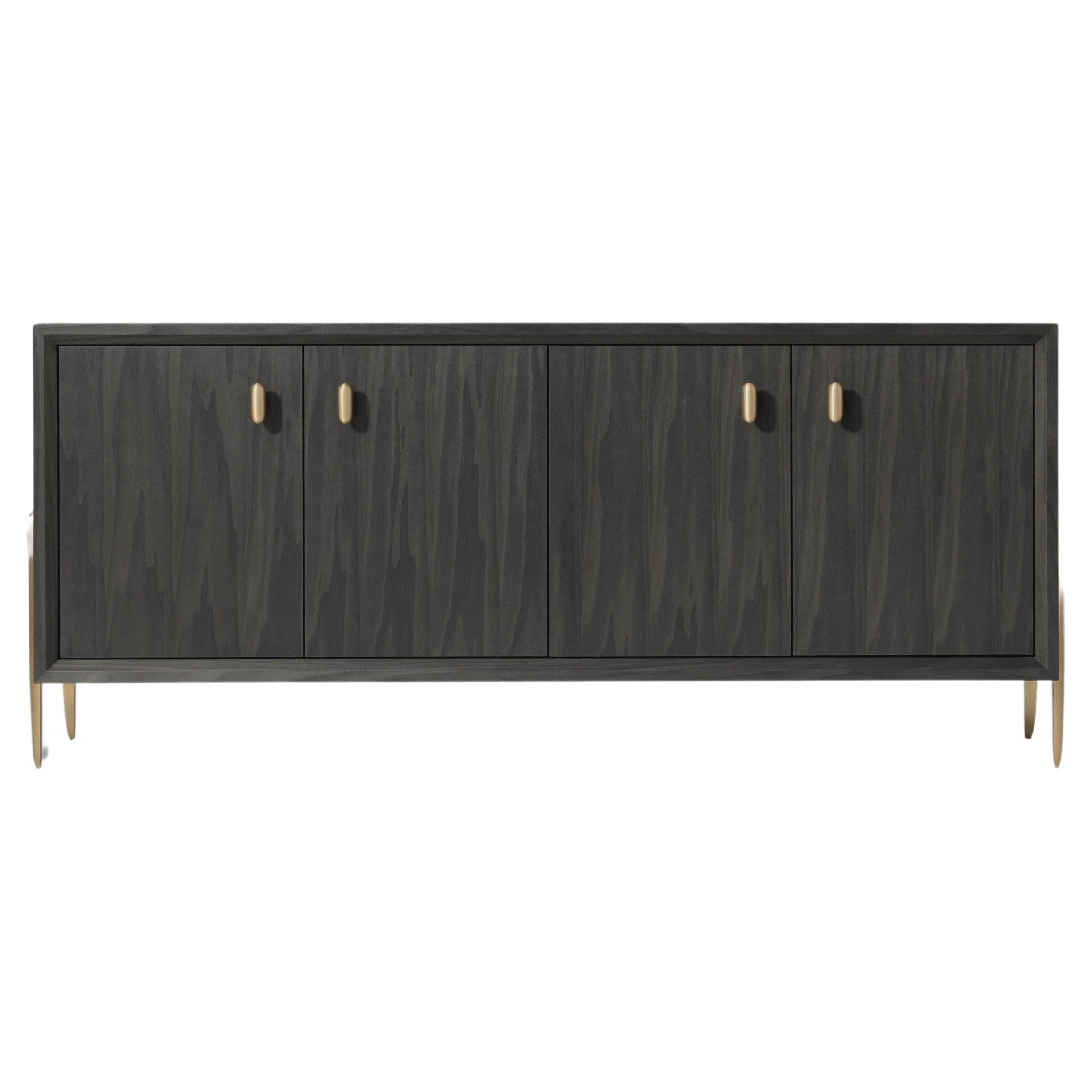 Armoire Serge de DeMuro Das en tulipe gris foncé avec pieds en bronze coulé à la main