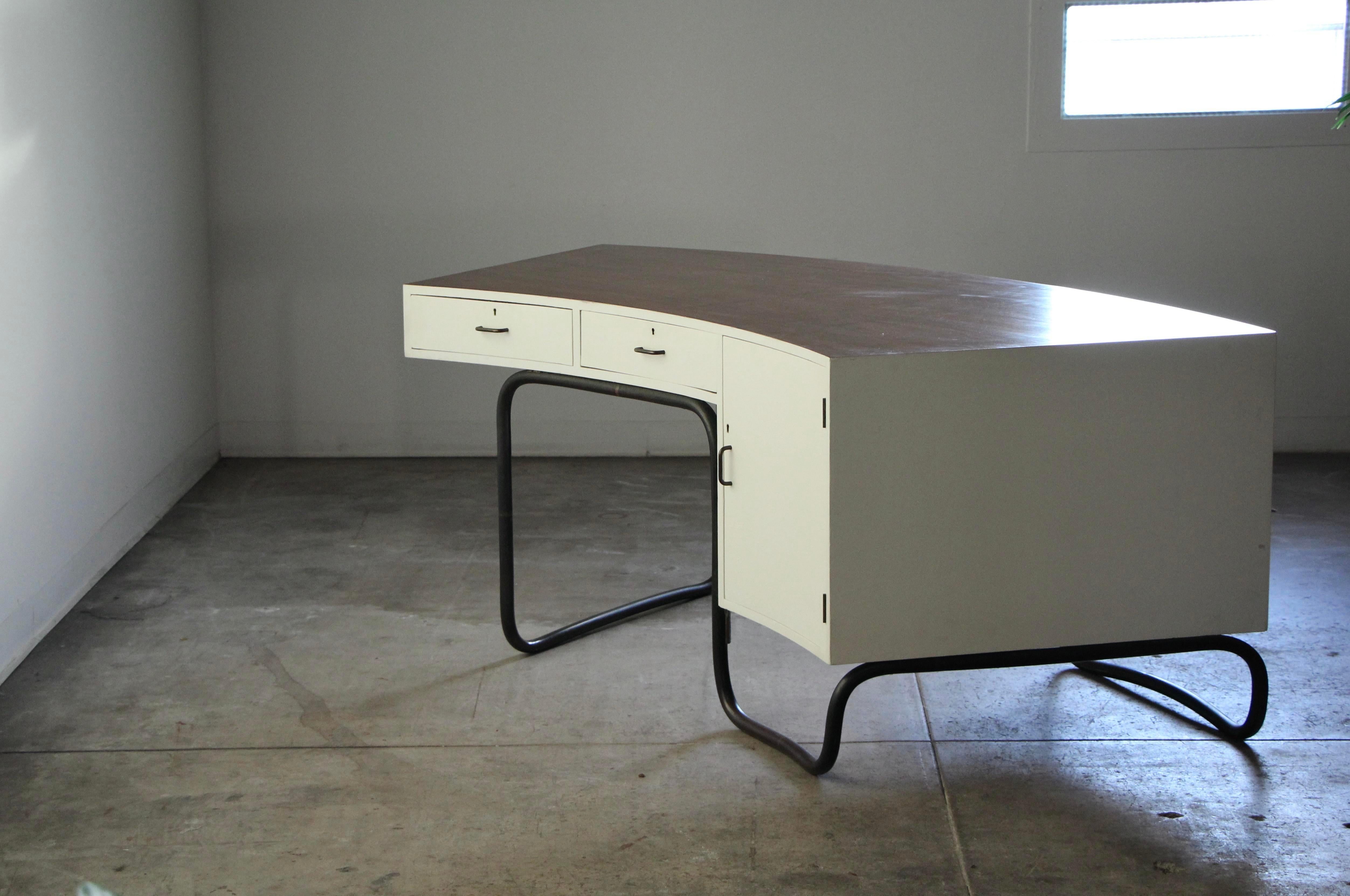 Copper Serge Chermayeff One-of-a-Kind Curved Desk from the BBC Building 1930s For Sale