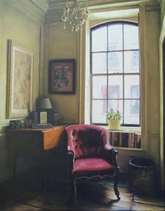 Intérieur avec secrétaire – Peinture d'intérieur contemporaine du XXIe siècle