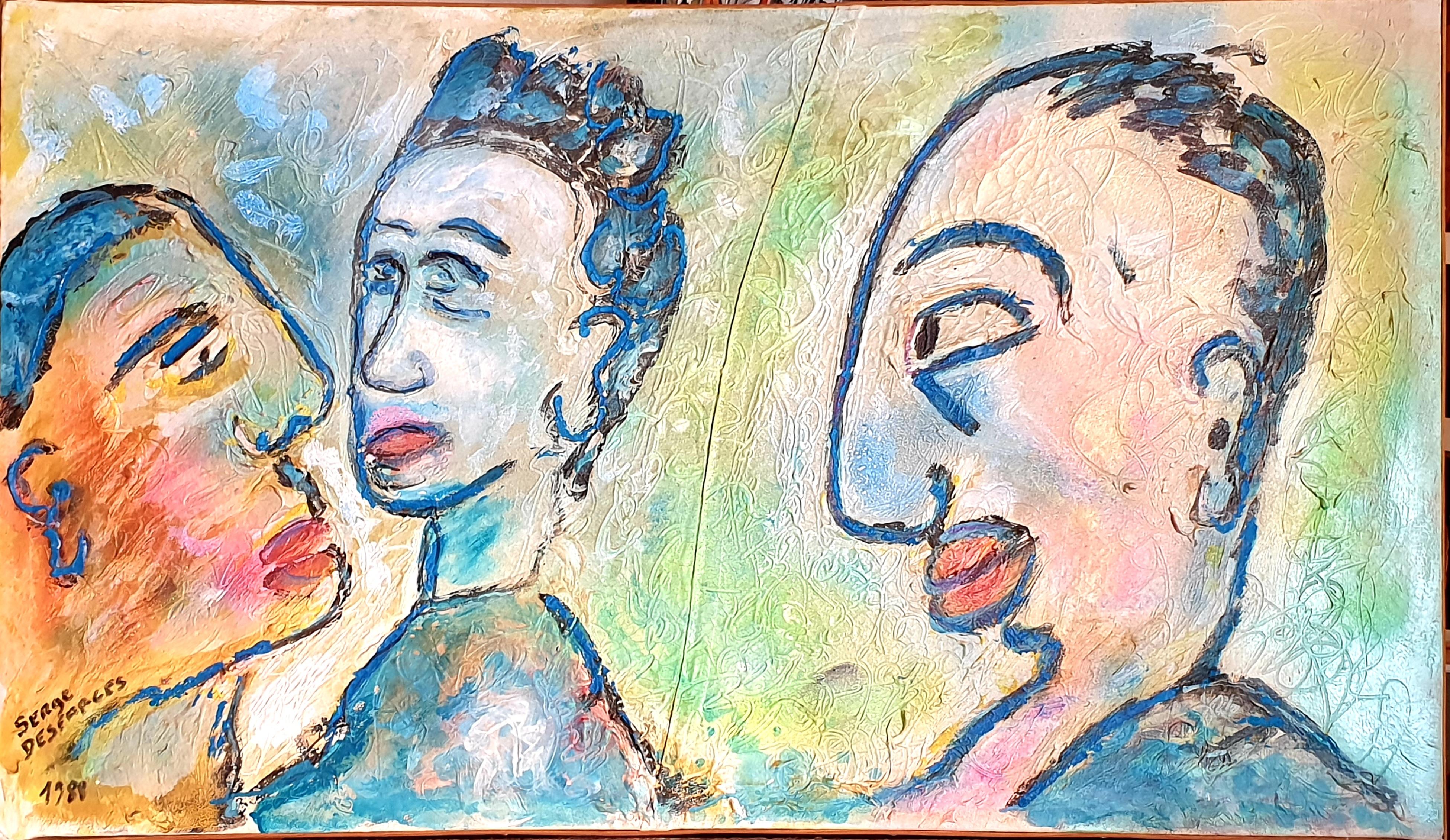 Acrilico espressionista astratto su tela, 'Qui Dit Mieux'.