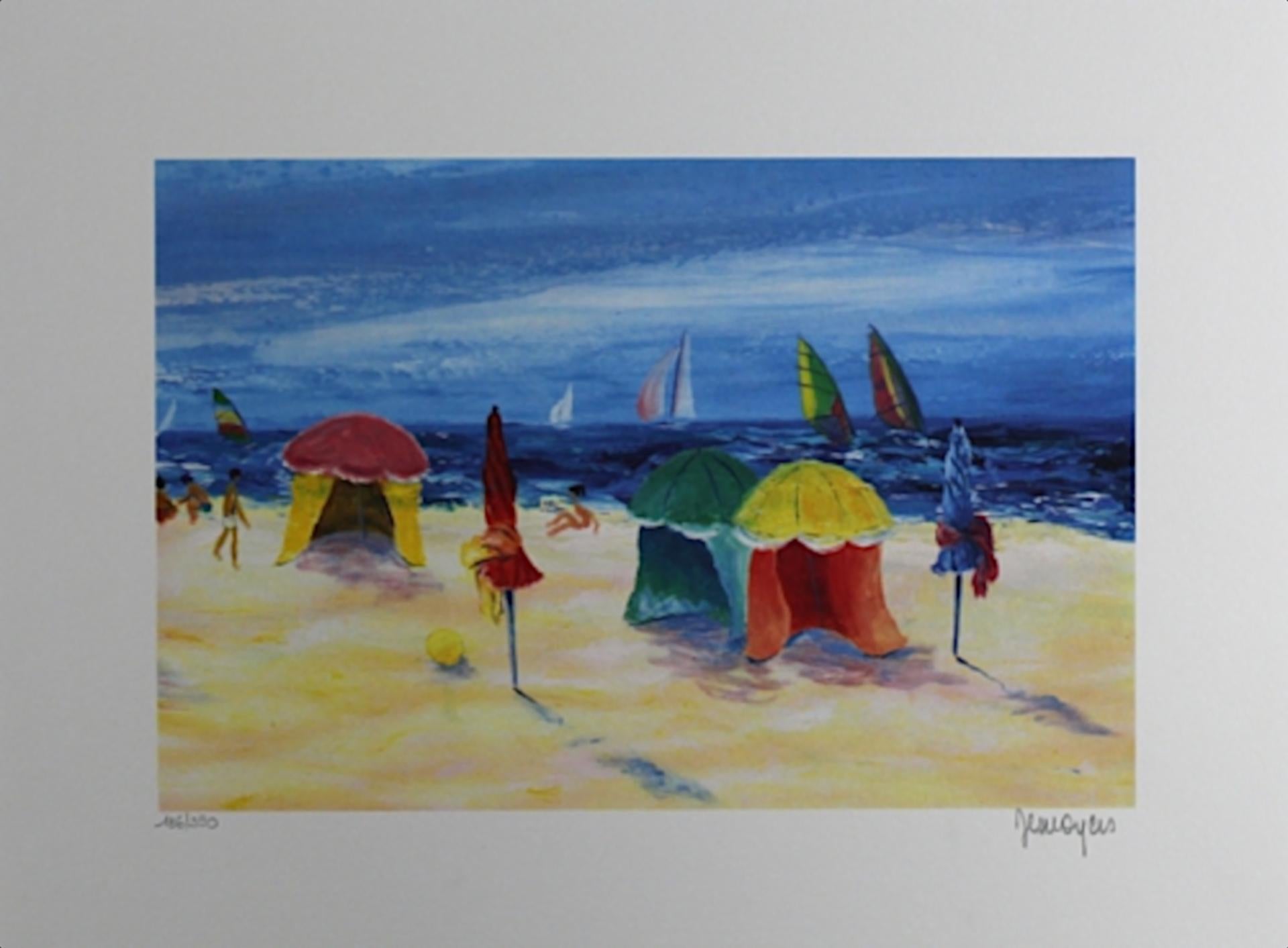 Serge Desnoyers - "Activité a la plage" - litografia a colori