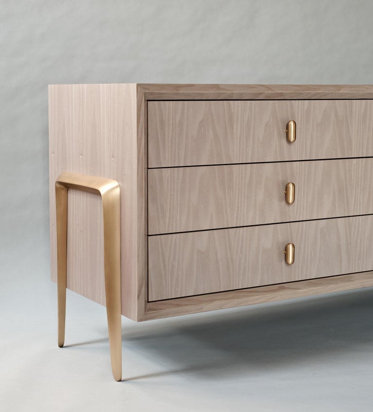 Serge Dresser By Demuro Das In Matte Light Grey Oak With Hand Cast Serge Dresser By Demuro Das In Matte Light Grey Oak With Hand Cast Bronze Legs