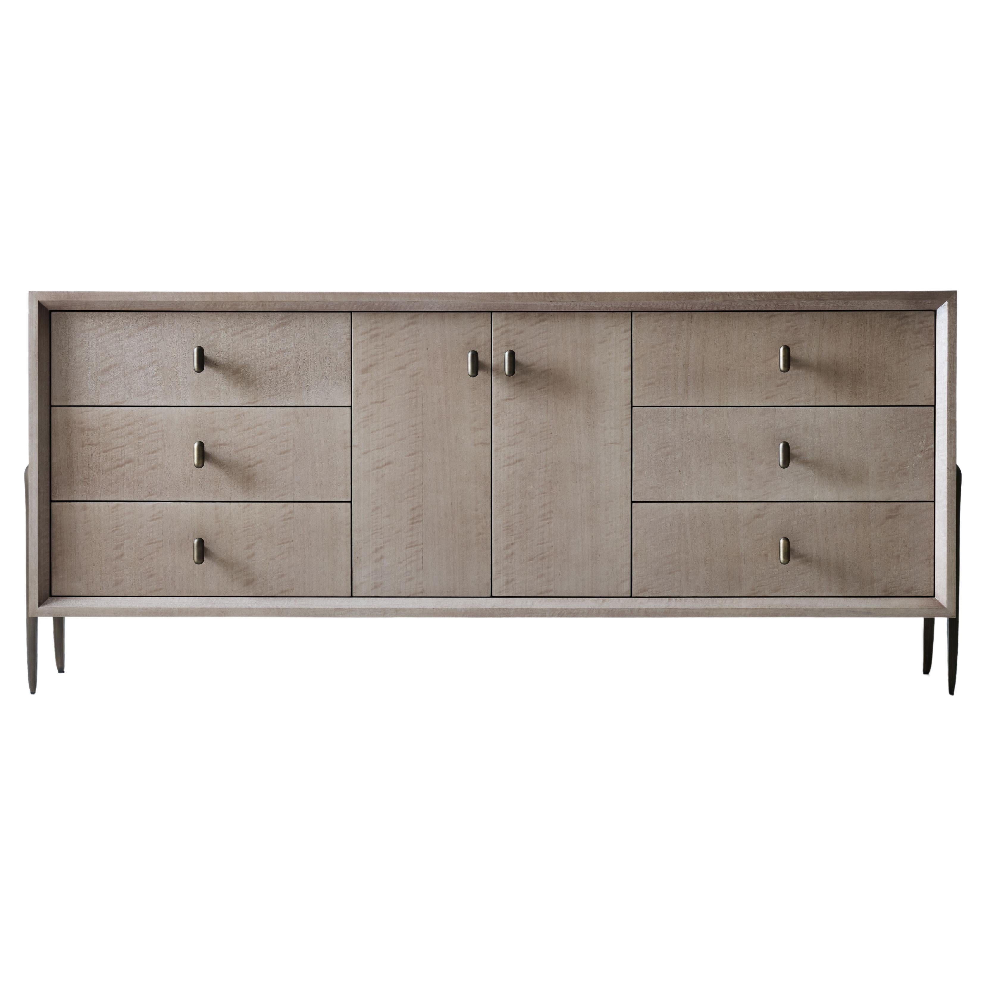 Serge Credenza by DeMuro Das with Hand-Cast Antique Solid Bronze Legs For Sale