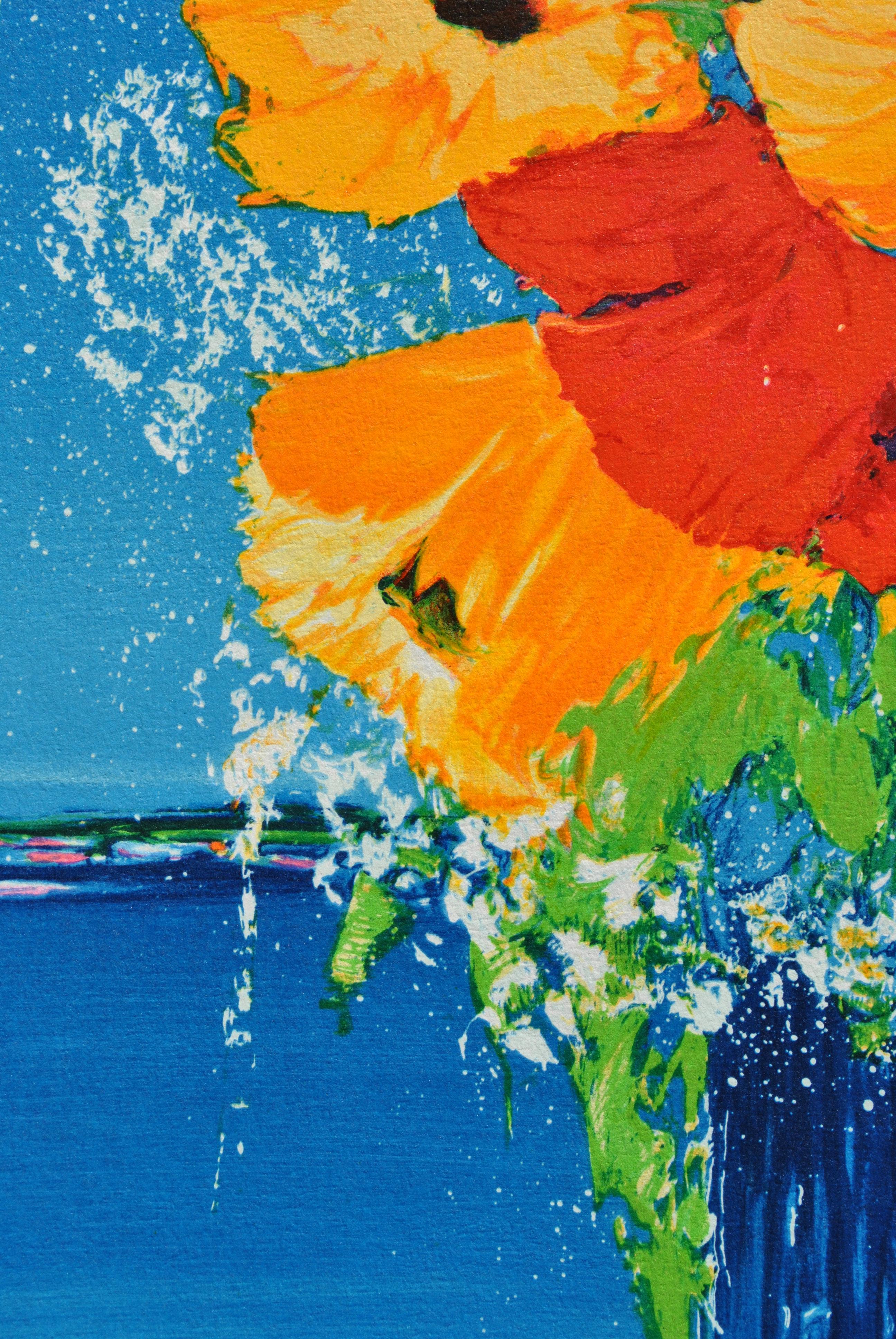 Blumenstrauß und Mittelmeer - Original Lithographie, HANDSIGNIERT & GmbH /290 im Angebot 4