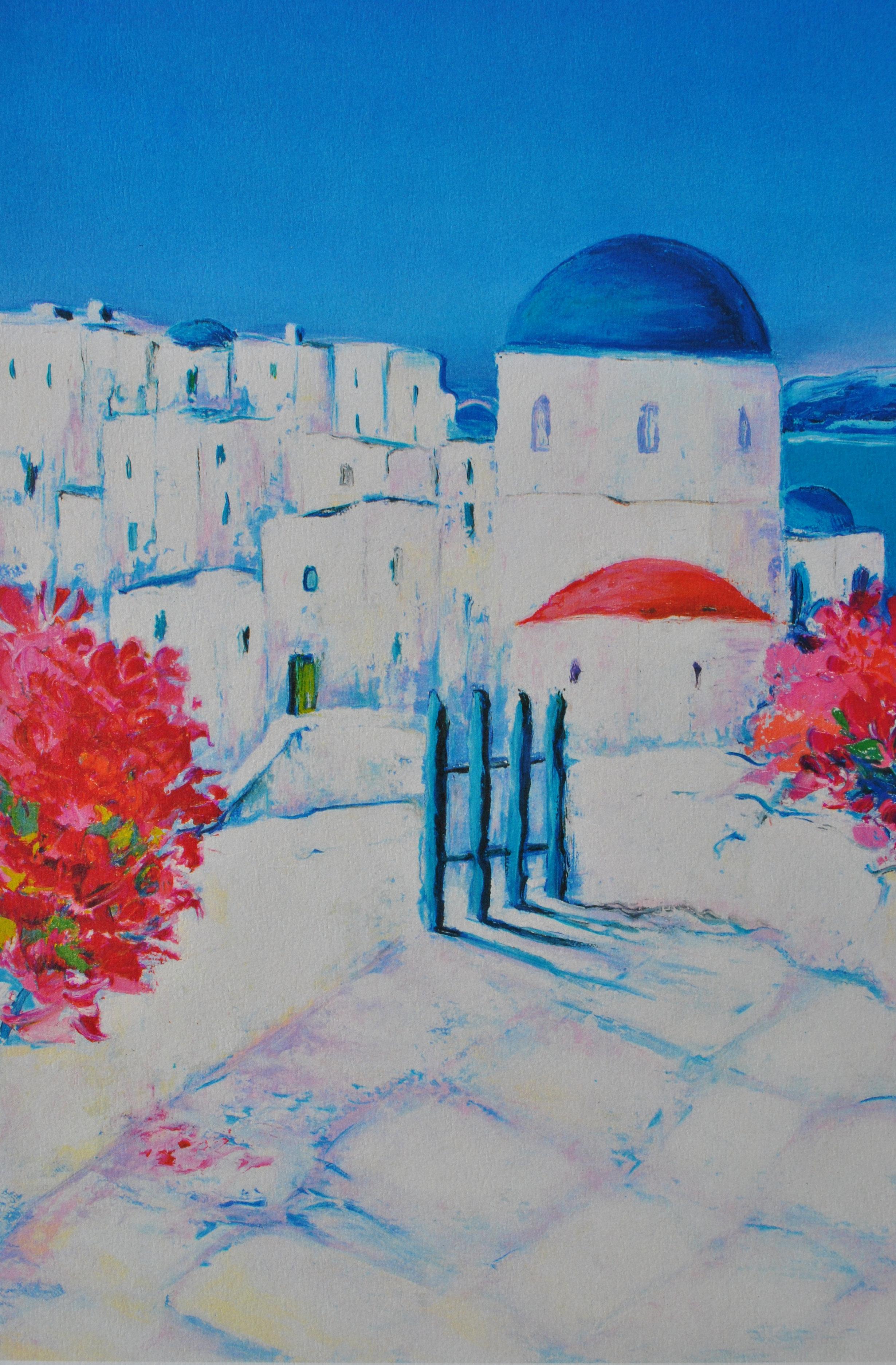 Riviera : Flowers at Santorini - Original Lithograph, HANDSIGNED & Ltd /390 For Sale 2