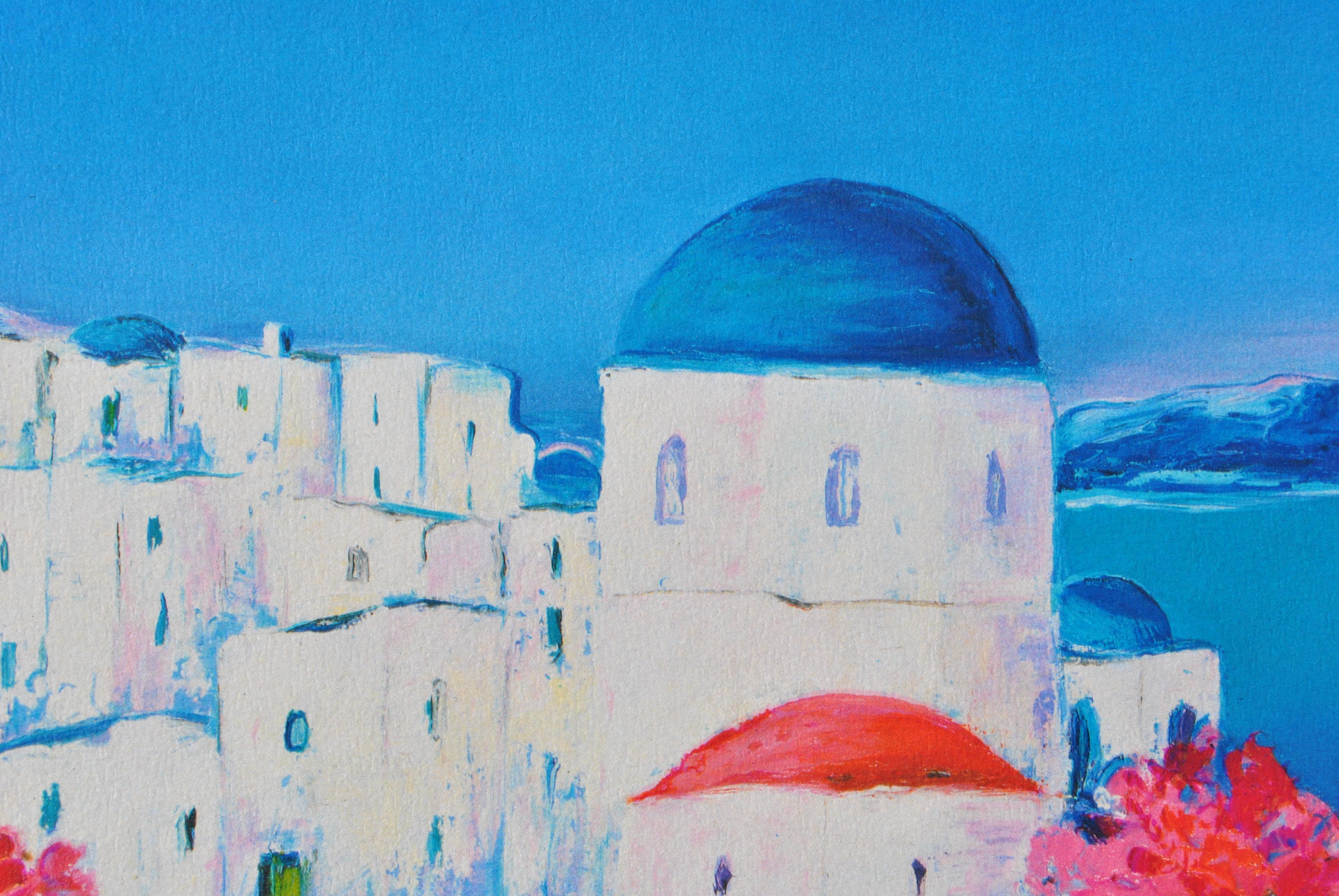Riviera : Flowers at Santorini - Original Lithograph, HANDSIGNED & Ltd /390 For Sale 4
