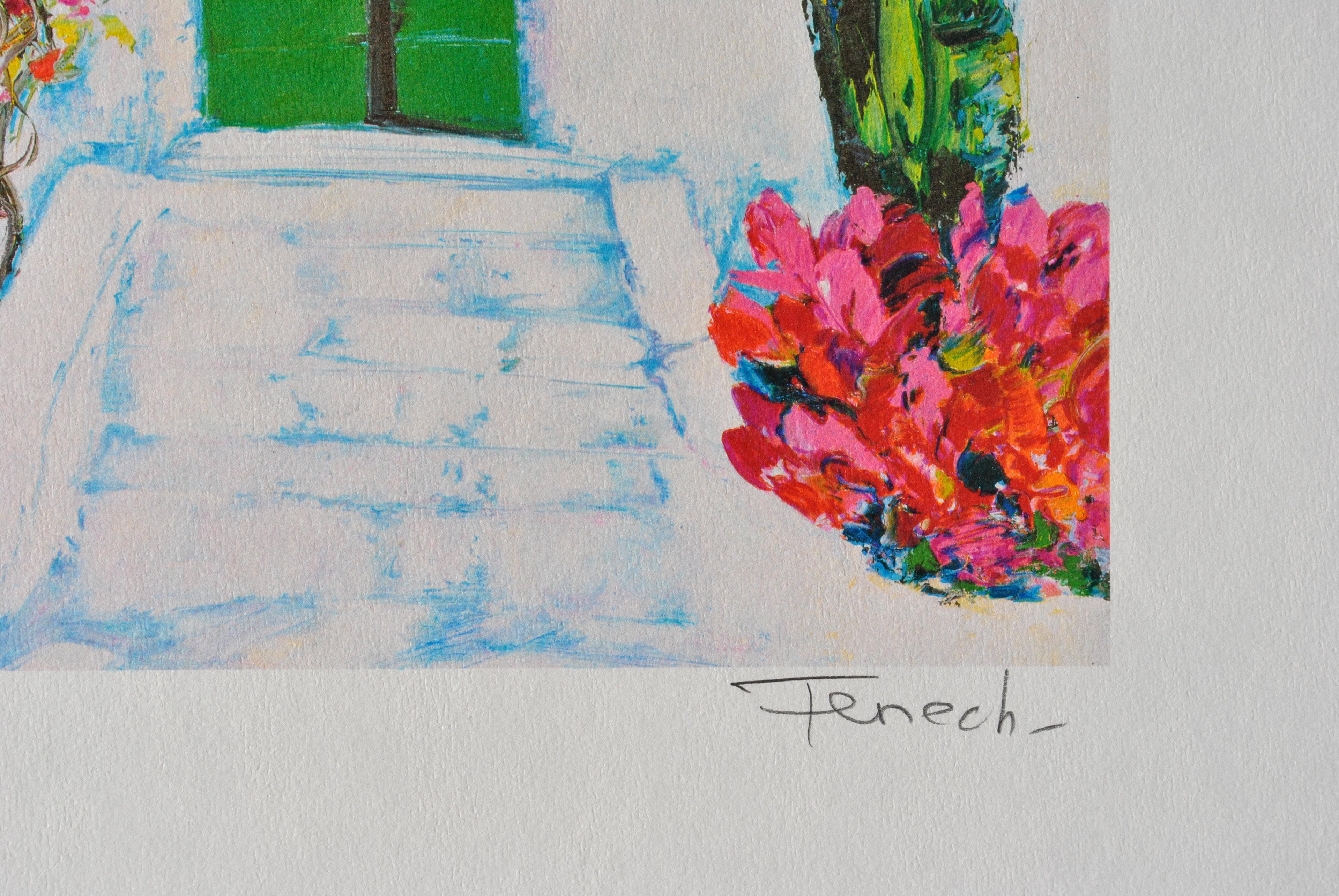Riviera : Blick auf Cyclades - Original Lithographie, HANDSIGNIERT & GmbH /390 (Moderne), Print, von Serge FENECH