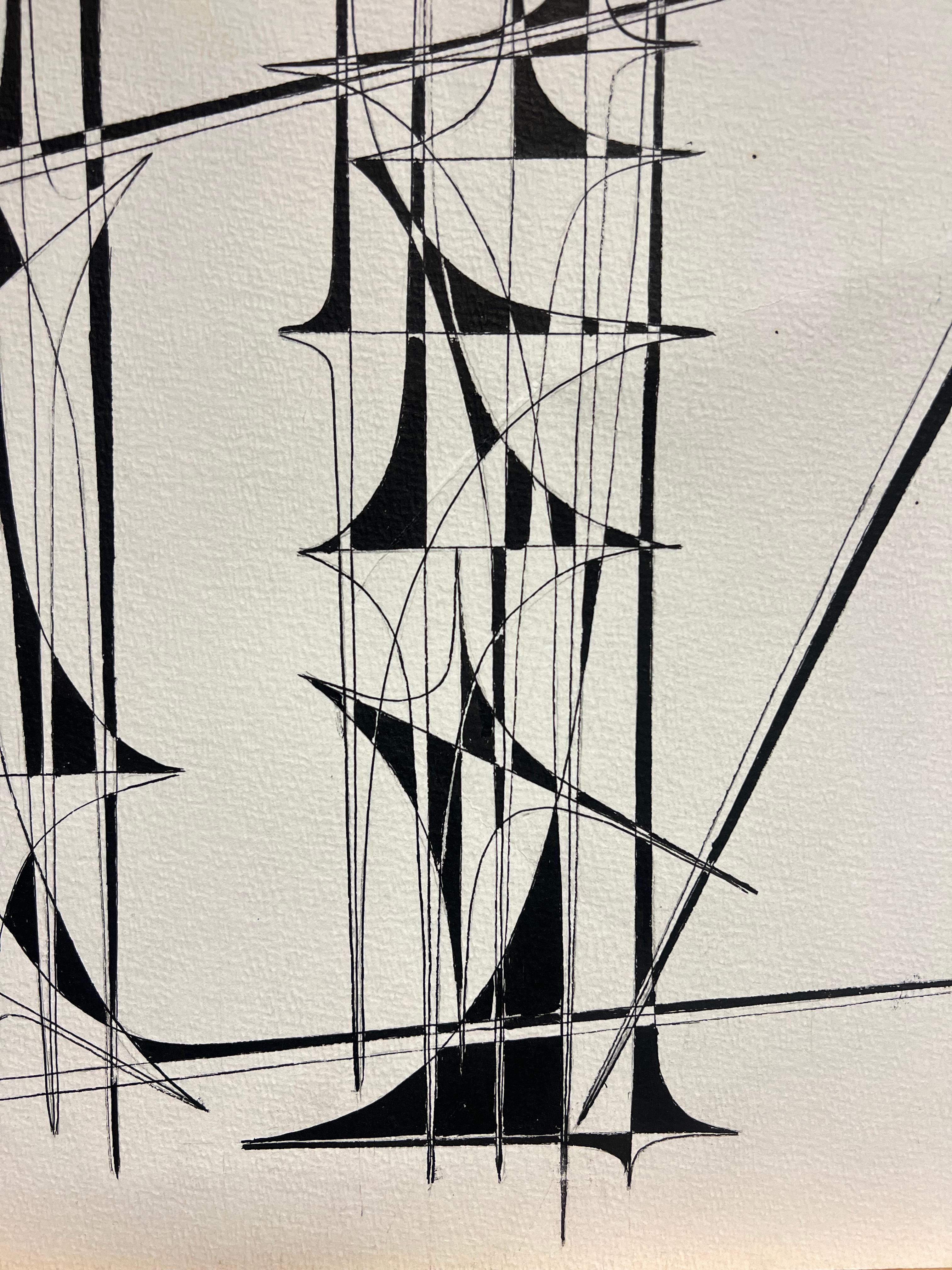 Composizione astratta
firmata da Serge Guerin (nato nel 1916), francese
datato 1970 verso
dipinto a inchiostro su carta d'artista, senza cornice
dimensioni: 20 x 26 pollici
provenienza: collezione privata, Parigi, Francia
condizioni: