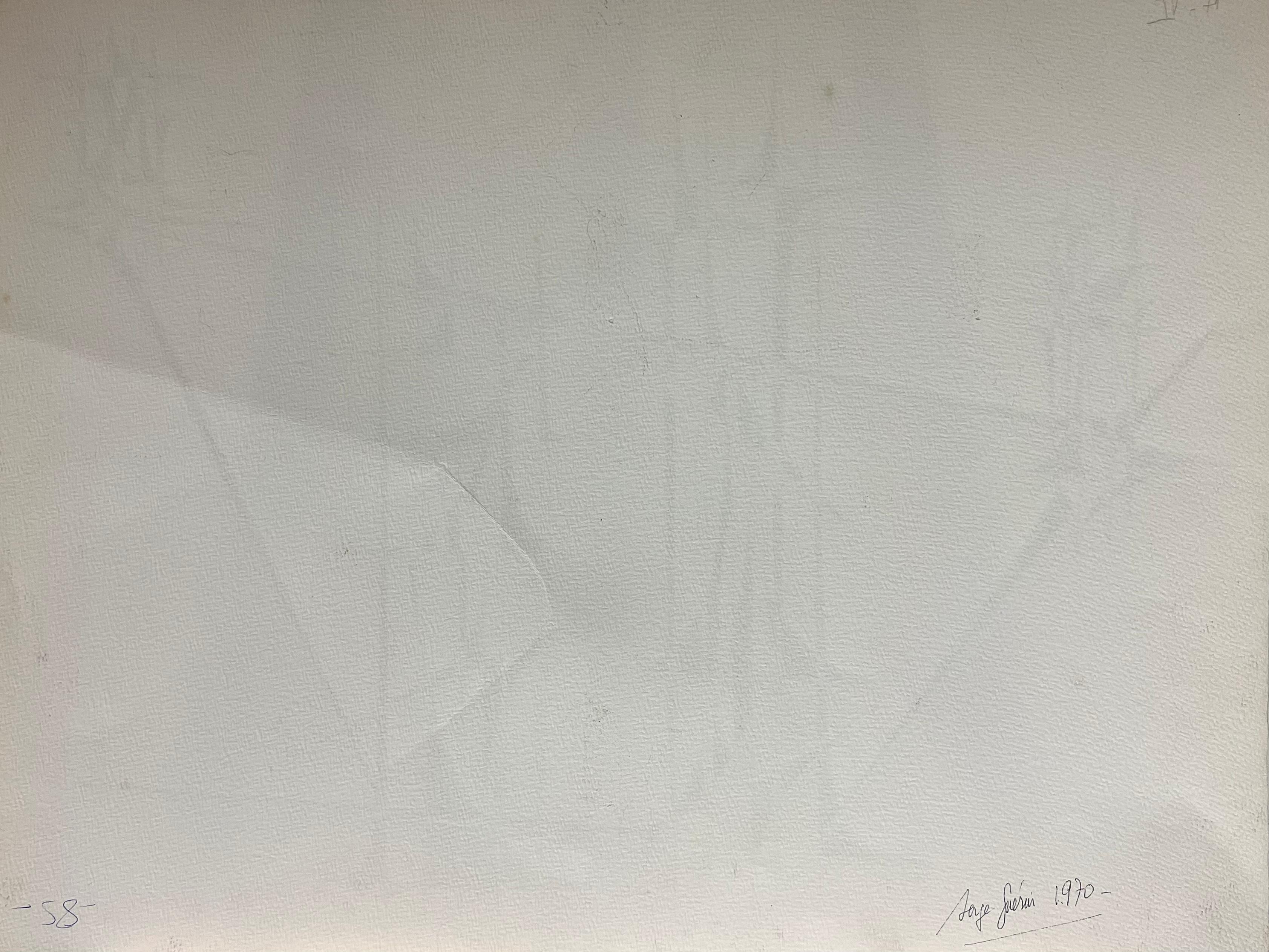 Disegno a inchiostro di composizione astratta geometrica francese del XX secolo 1970 in vendita 4