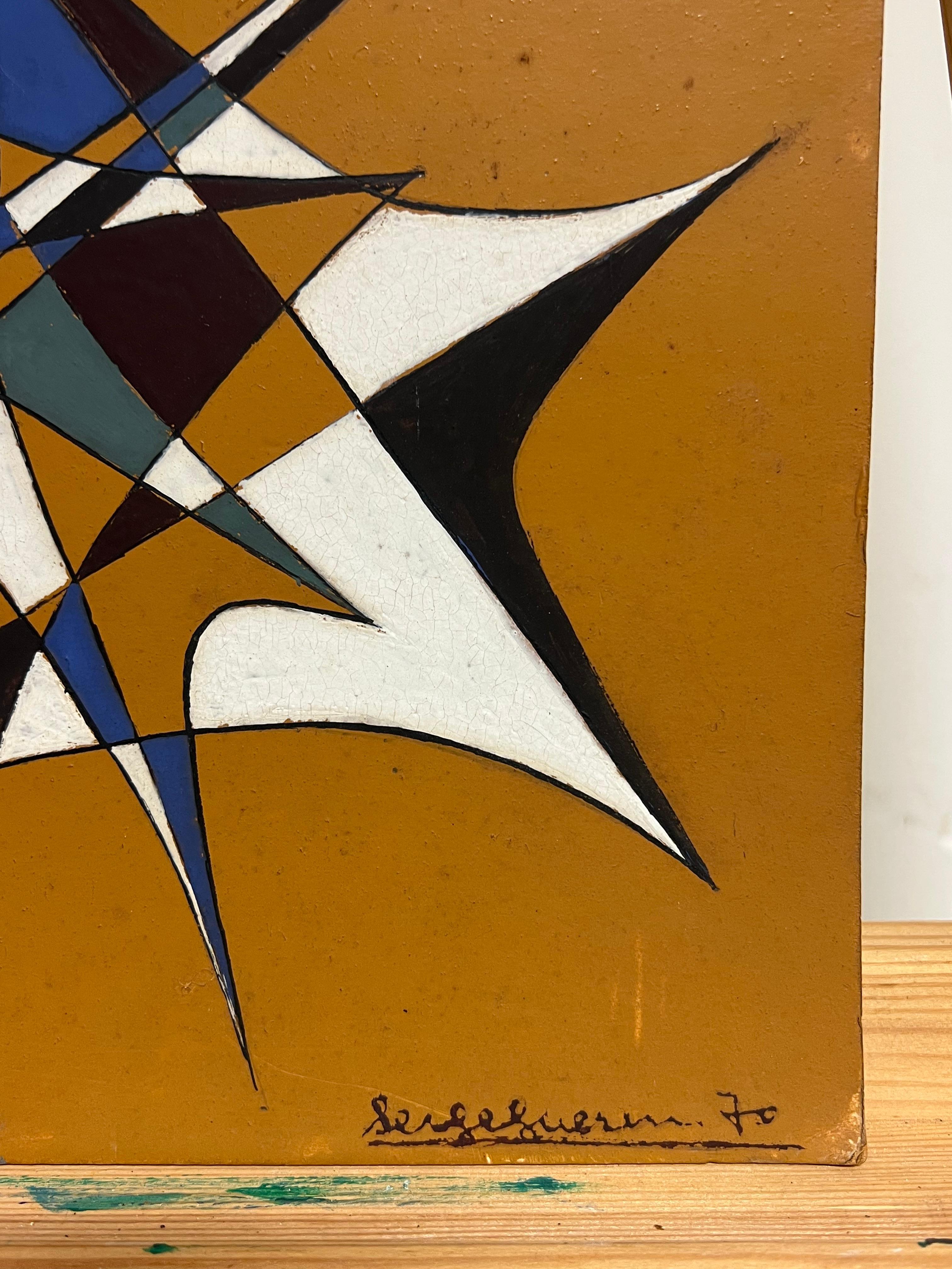 Composizione astratta
firmato e datato 70'
di Serge Guerin (nato nel 1916), francese
dipinto a olio su tavola, senza cornice
dimensioni: 10 x 12 pollici
provenienza: collezione privata, Parigi, Francia
condizioni: complessivamente buone e solide,