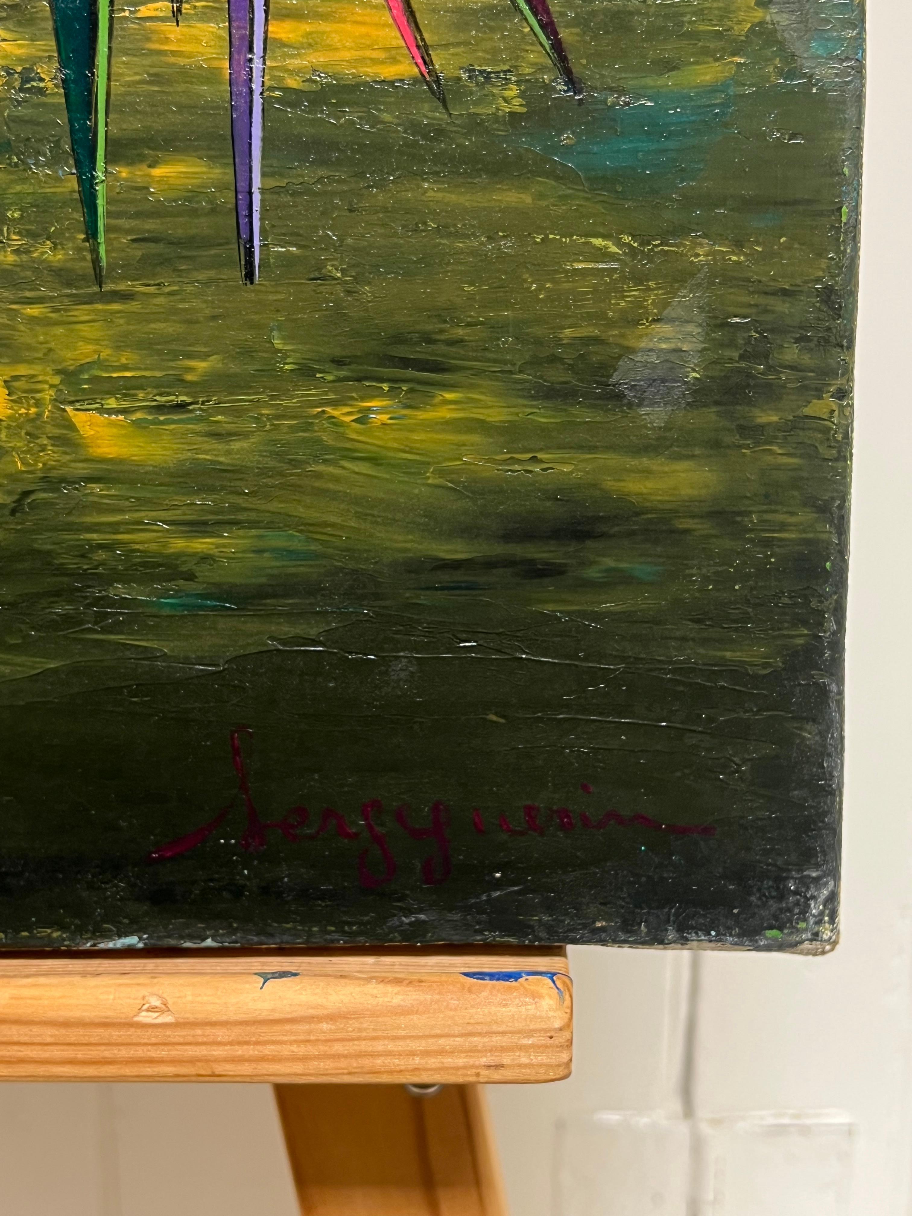 Pittura ad olio di composizione astratta geometrica francese del XX secolo in vendita 2