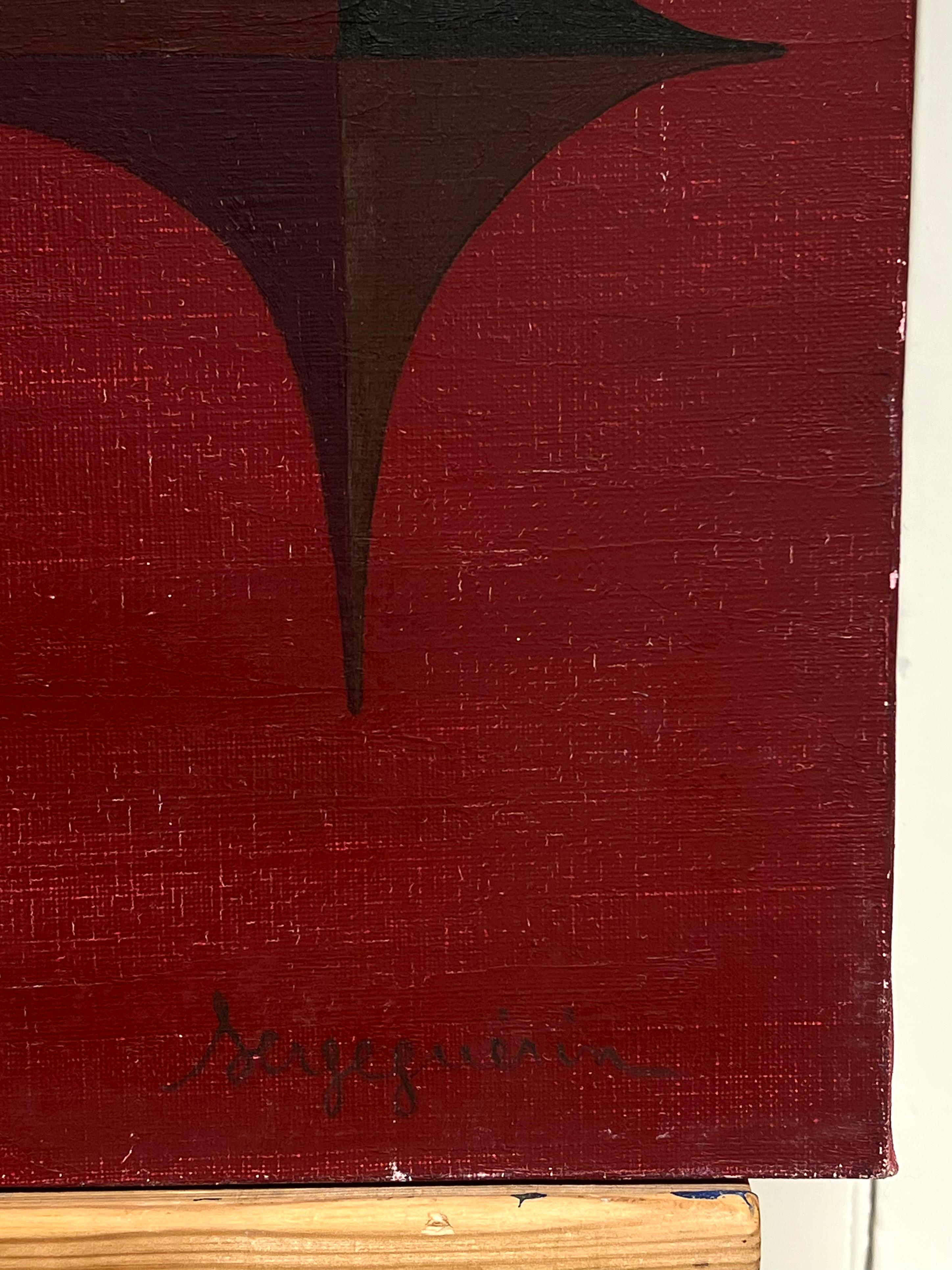 Composizione astratta
firmata da Serge Guerin (nato nel 1916), francese
dipinto a olio su tela, senza cornice
dimensioni: 29 x 24 pollici
provenienza: collezione privata, Parigi, Francia
condizioni: complessivamente buone e solide, lievi graffi