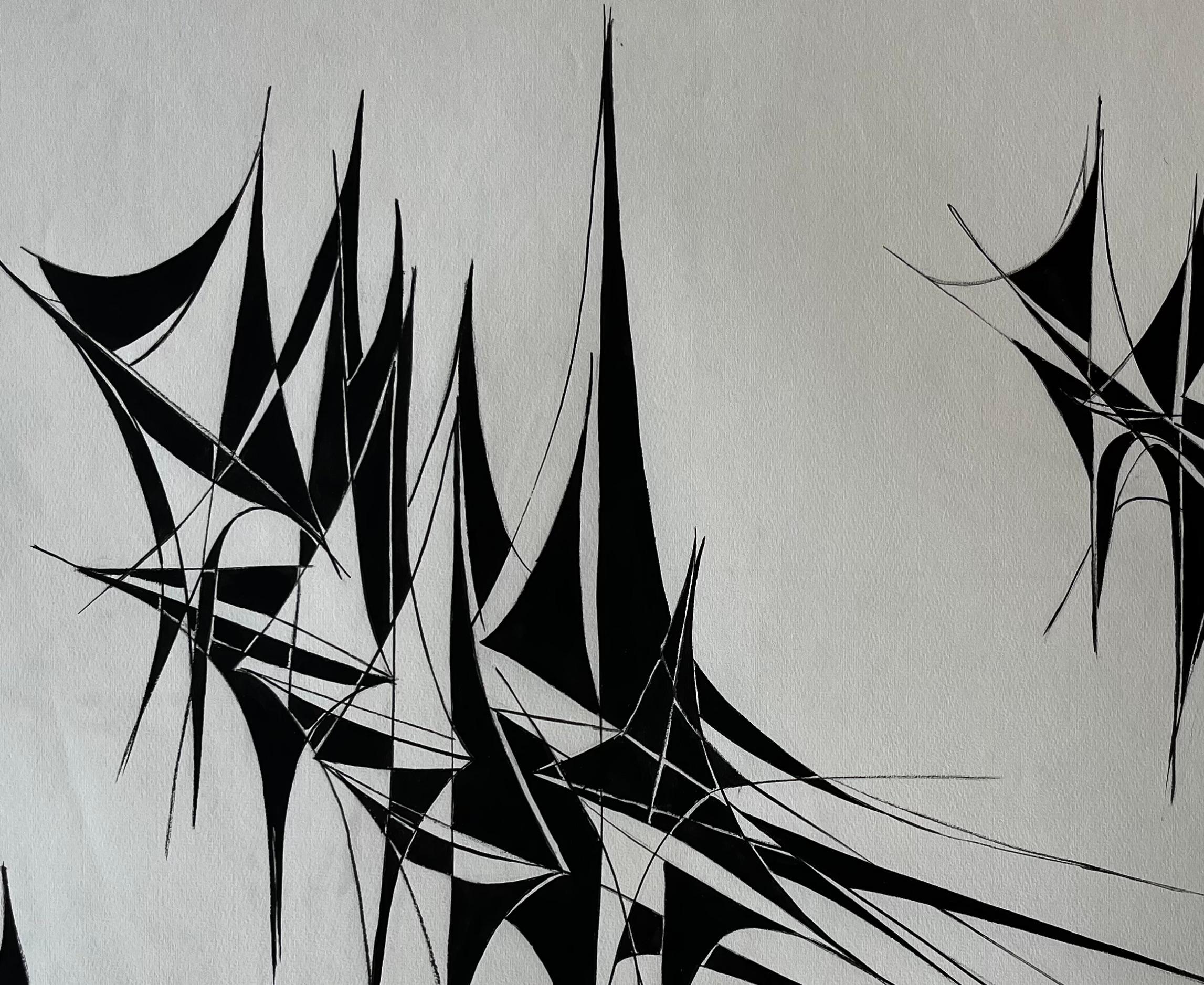 Abstract Linear Composition 1969 by Serge Guerin French b1916 For Sale 2