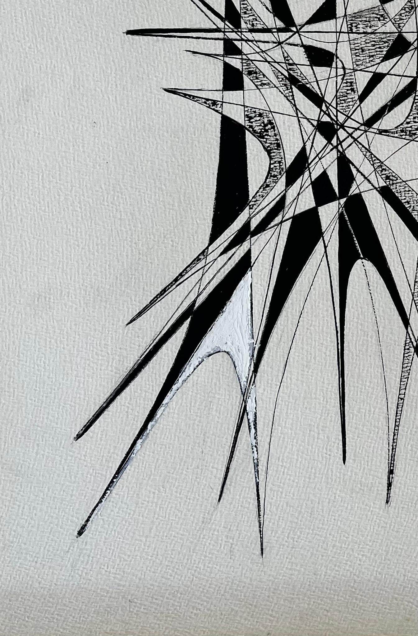 Architectural Abstract Ink Composition by Serge Guerin French b1916 For Sale 1