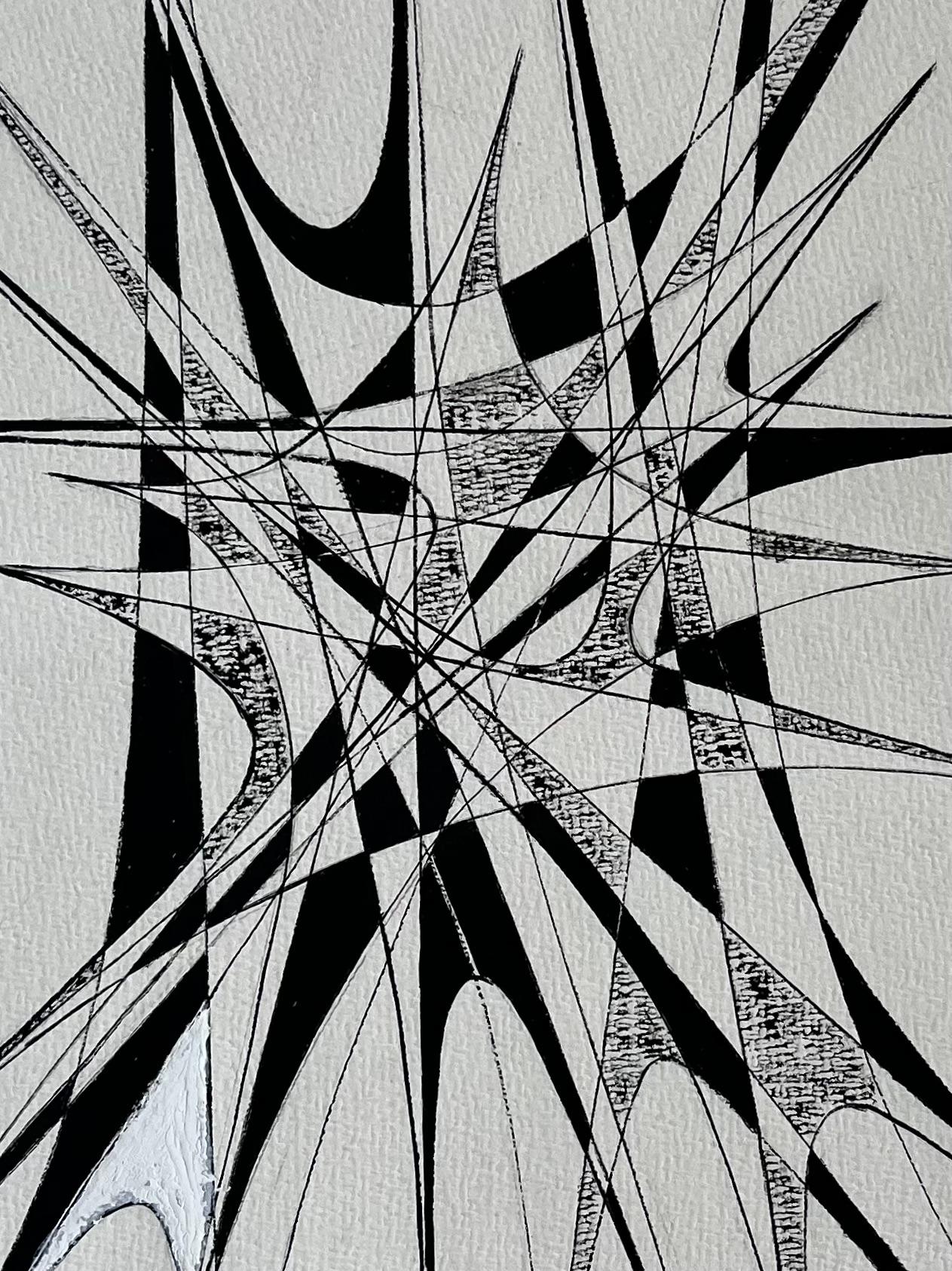 Architectural Abstract Ink Composition by Serge Guerin French b1916 For Sale 2