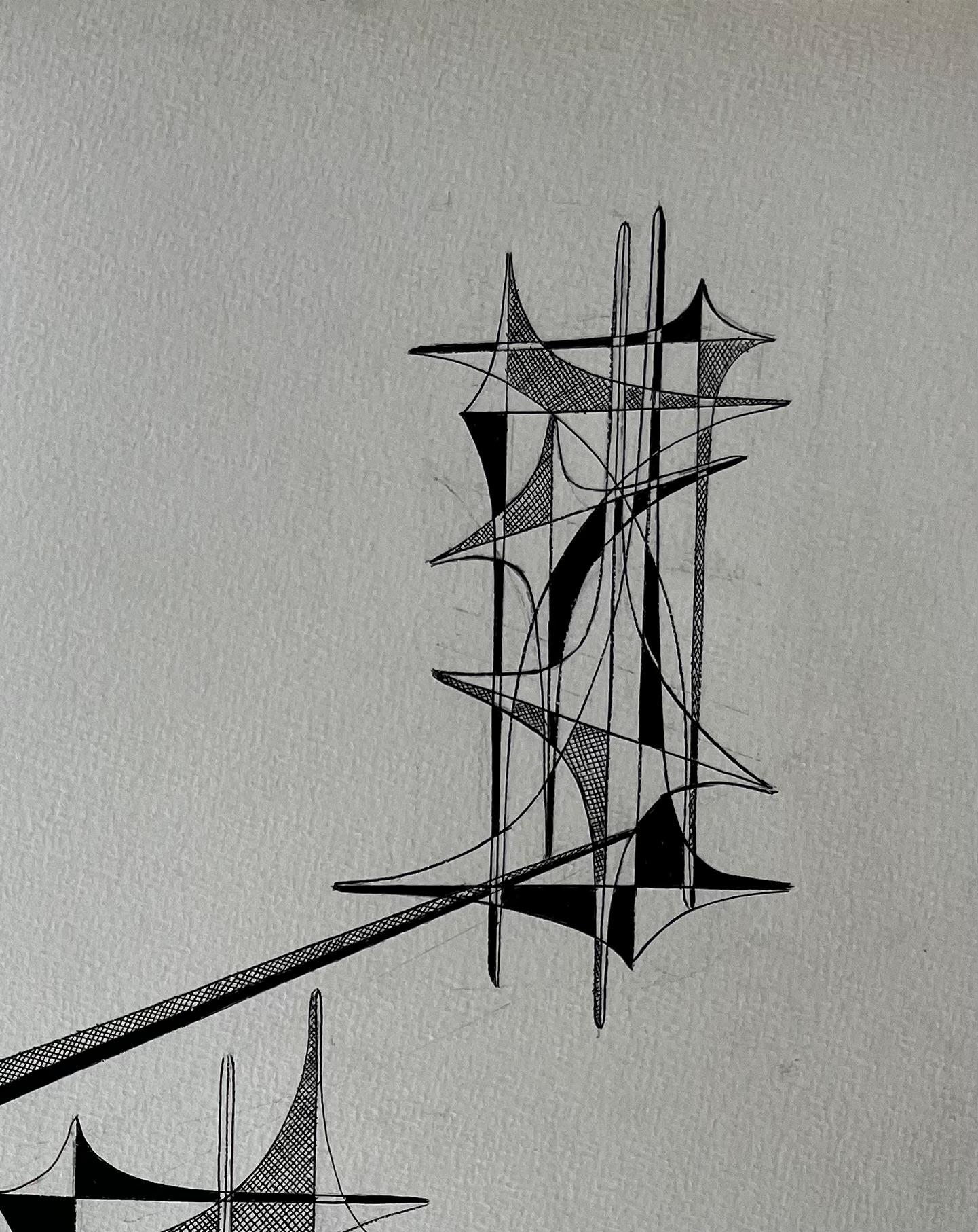 Geometrische Studie in Bewegung 1960er Jahre von Serge Guerin Französisch b1916 (Geometrische Abstraktion), Painting, von Serge Guerin (1916)