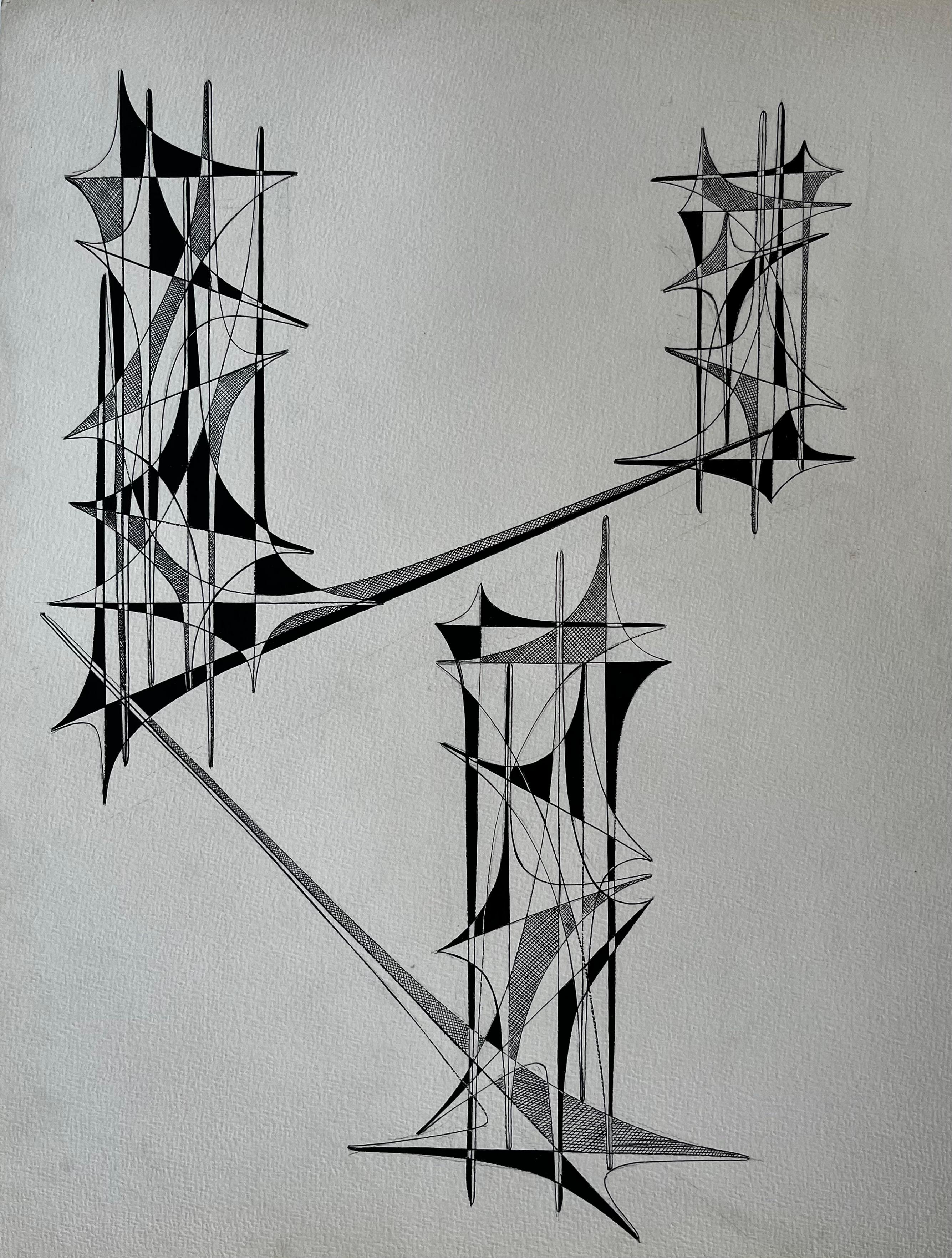 Geometric Study in Motion 1960s by Serge Guerin French b1916