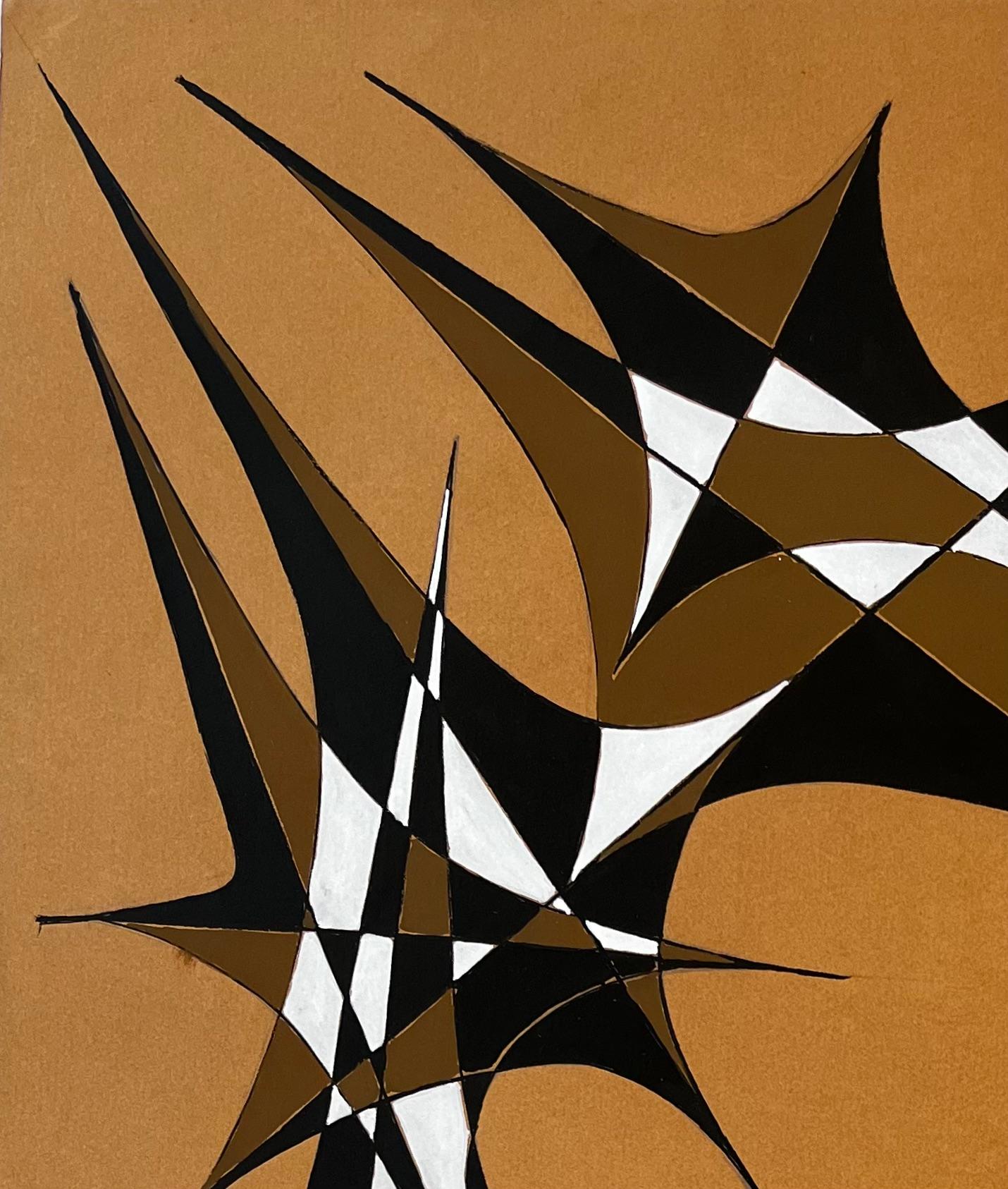 Titel: Ineinander greifende Gouache-Formen auf ockerfarbenem Papier von Serge Guerin französisch b1916
von Serge Guerin (geb. 1916), Franzose
verso beschriftet: undeutliche handschriftliche Notiz mit 