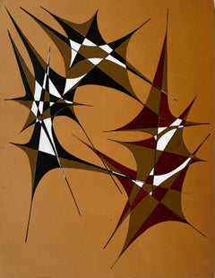 Interlocking Gouache Forms on Ochre Paper by Serge Guerin French b1916
