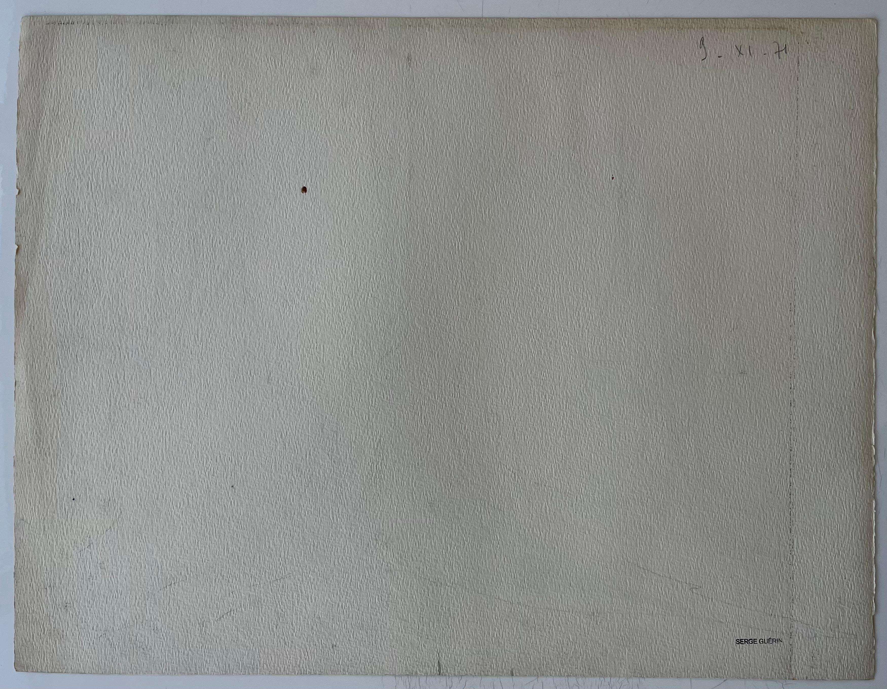 Mid Century French Abstract Architectural Ink Drawing Signed Serge Guerin For Sale 5