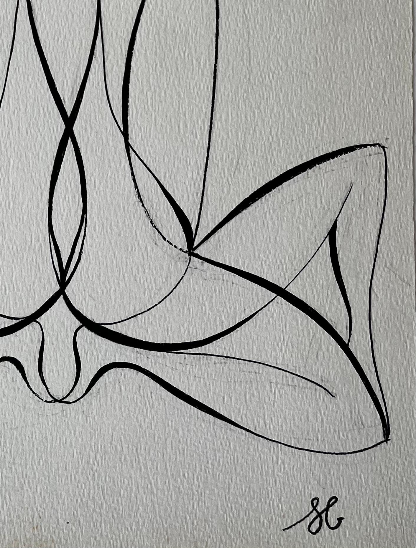 Title: Mid Century French Abstract Line Drawing Twin Female Figures Ink on Paper
Signed (initials) by Serge Guerin (b. 1916), French
Black ink on paper, unframed
Size: 19.75 (height) x 12.75 (width) inches
Provenance: private collection, Paris,