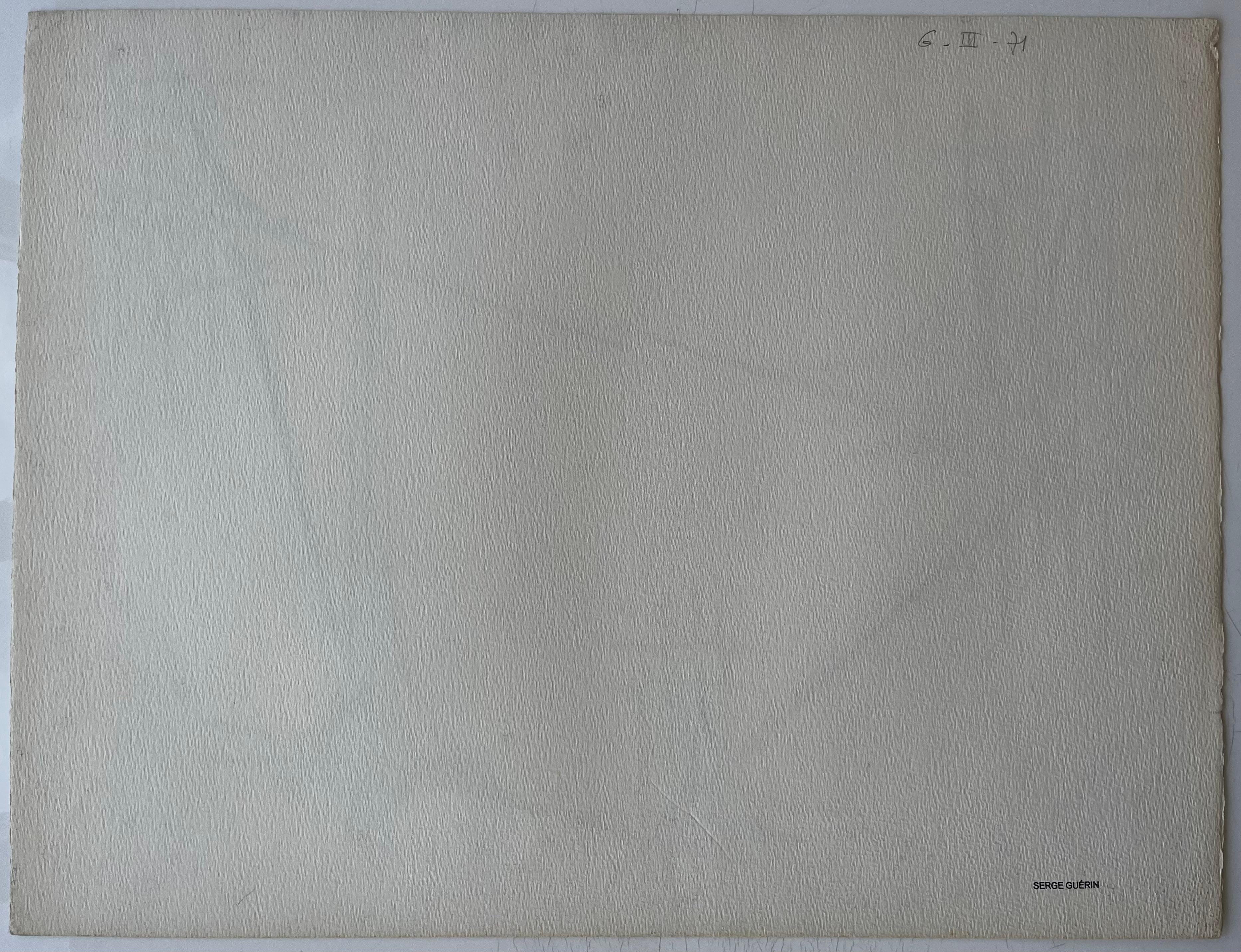Mid Century French Architectural Abstract Ink Drawing Signed SG For Sale 4