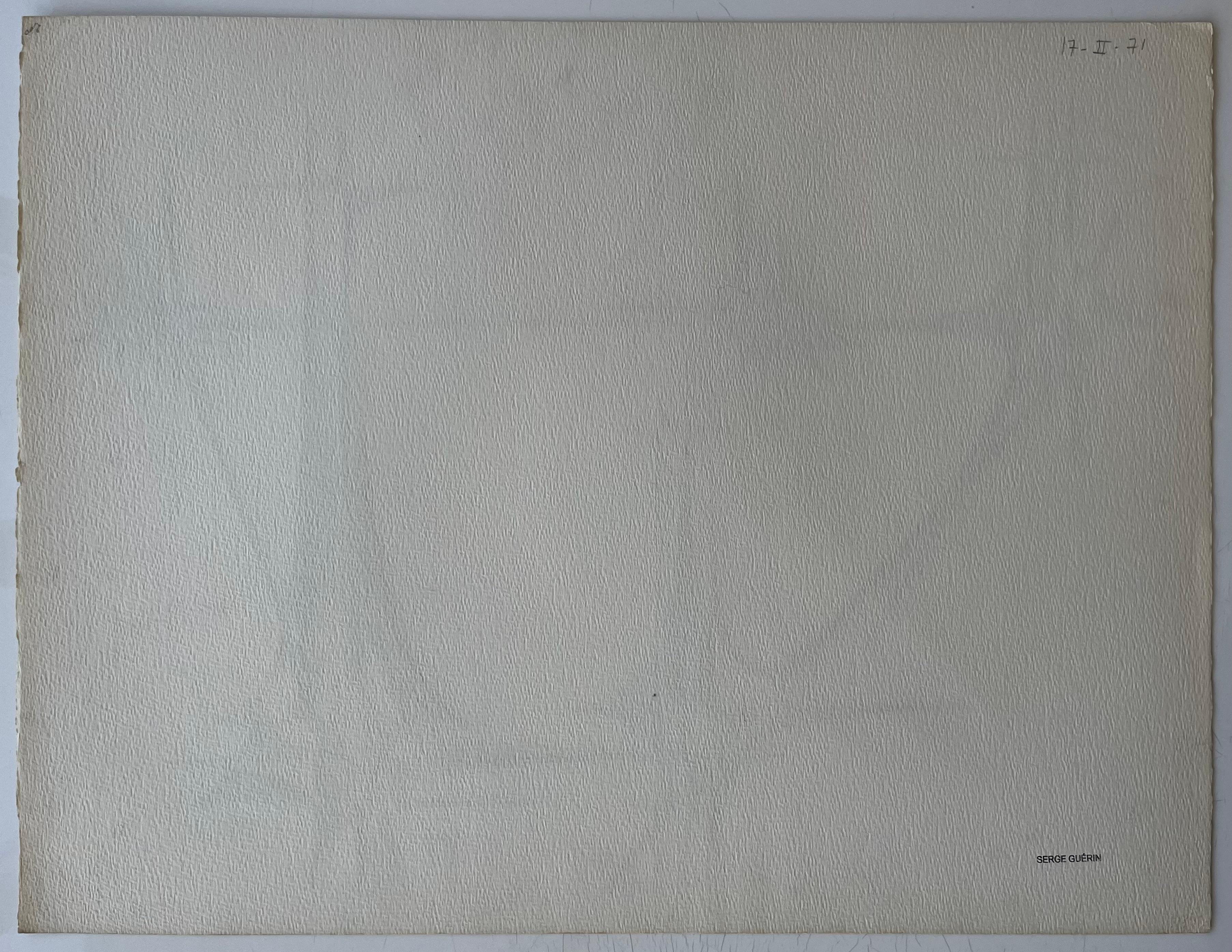 Mid Century French Architectural Abstract Ink Drawing Signed SG For Sale 5