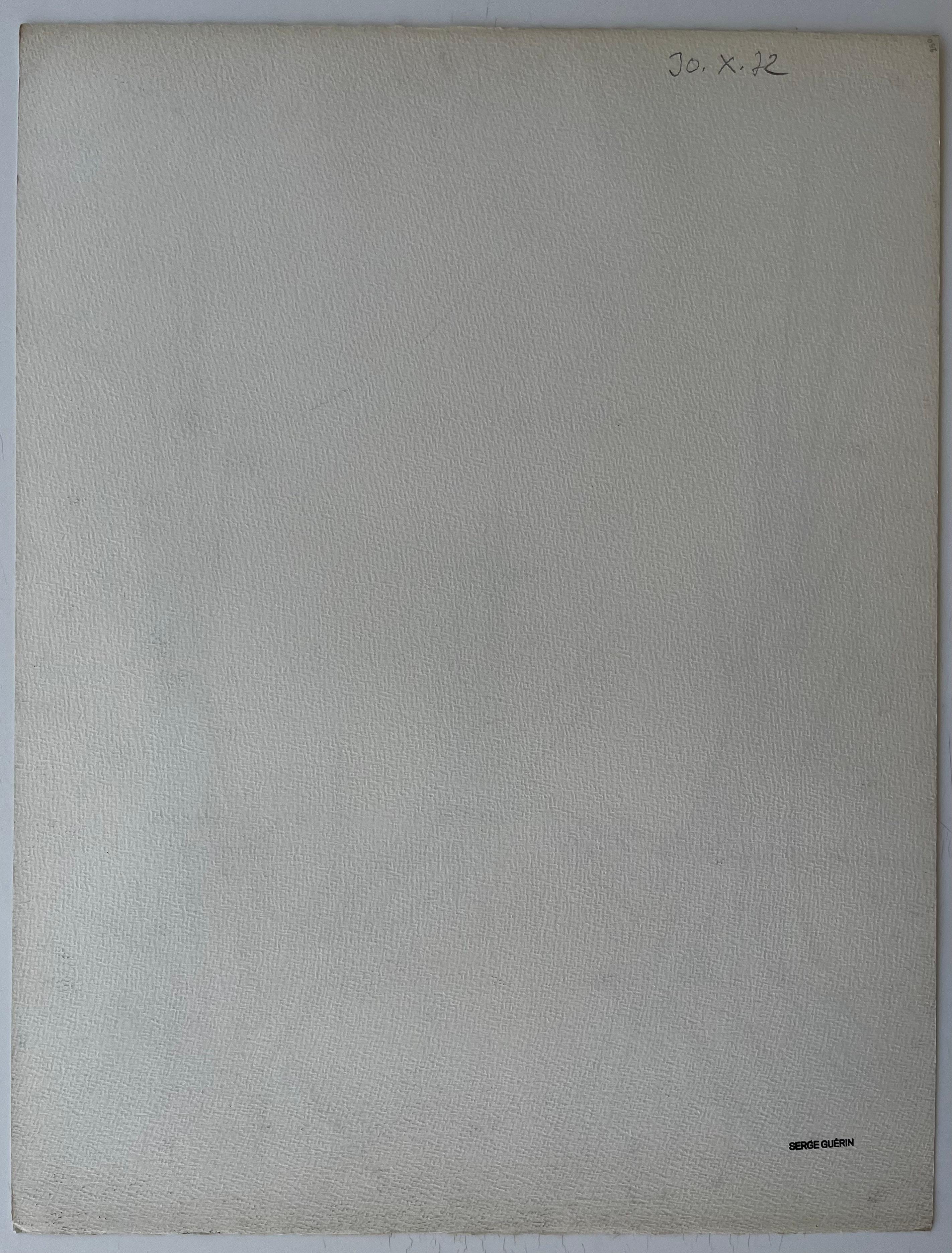 Mid Century French Architectural Geometric Ink Drawing Signed SG For Sale 3