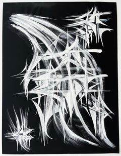 Composición abstracta geométrica en blanco y negro francesa de mediados de siglo