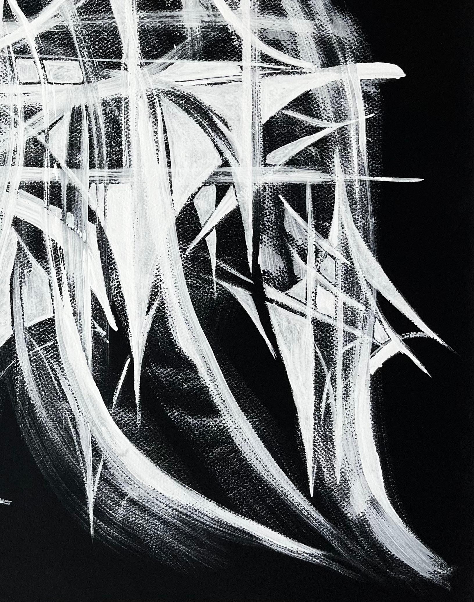 Mid Century French Black and White Geometric Abstract Composition im Angebot 1