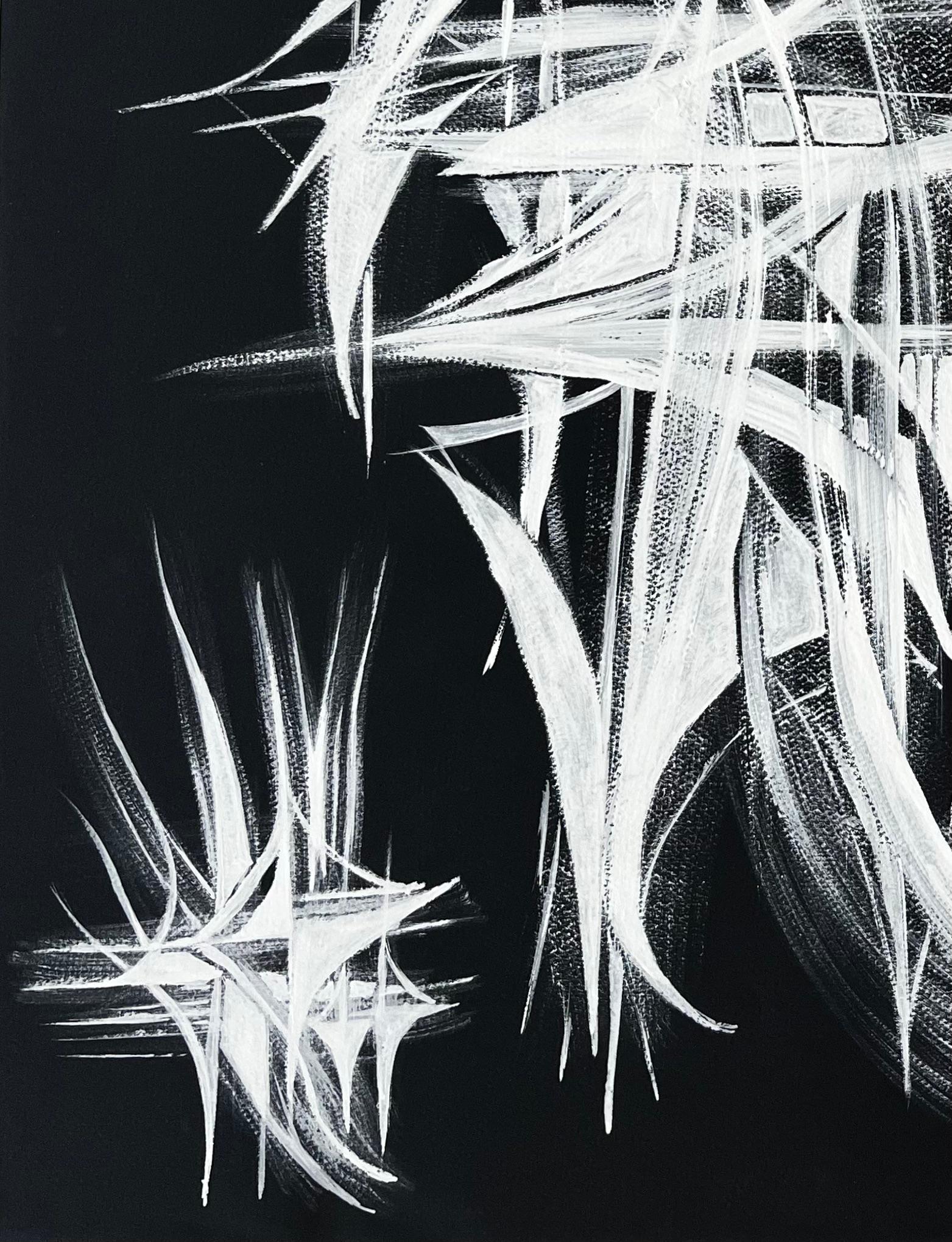 Mid Century French Black and White Geometric Abstract Composition im Angebot 2