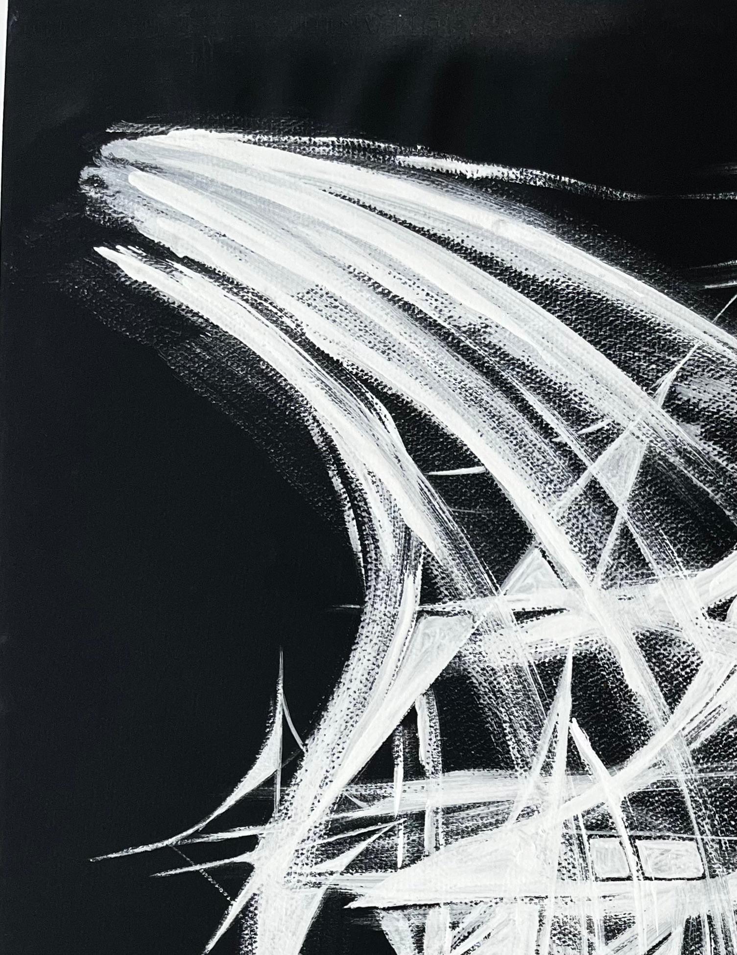Mid Century French Black and White Geometric Abstract Composition im Angebot 3
