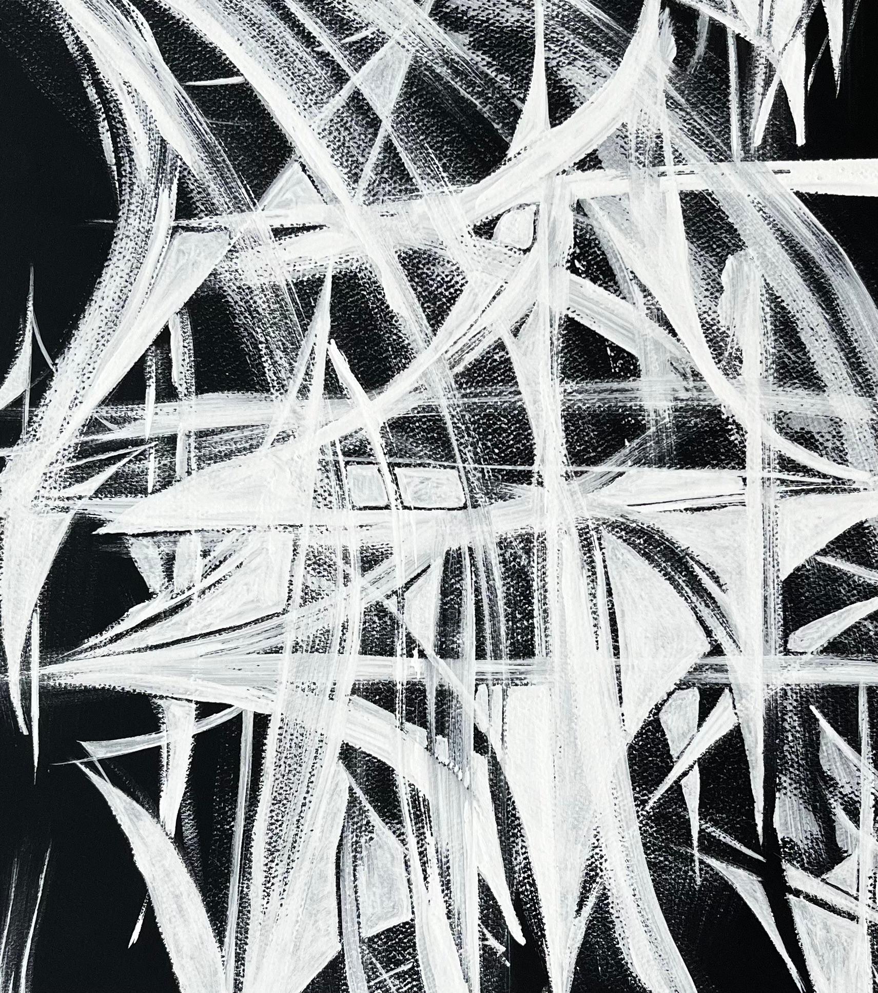Mid Century French Black and White Geometric Abstract Composition im Angebot 4