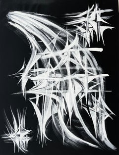 Mid Century French Black and White Geometric Abstract Composition