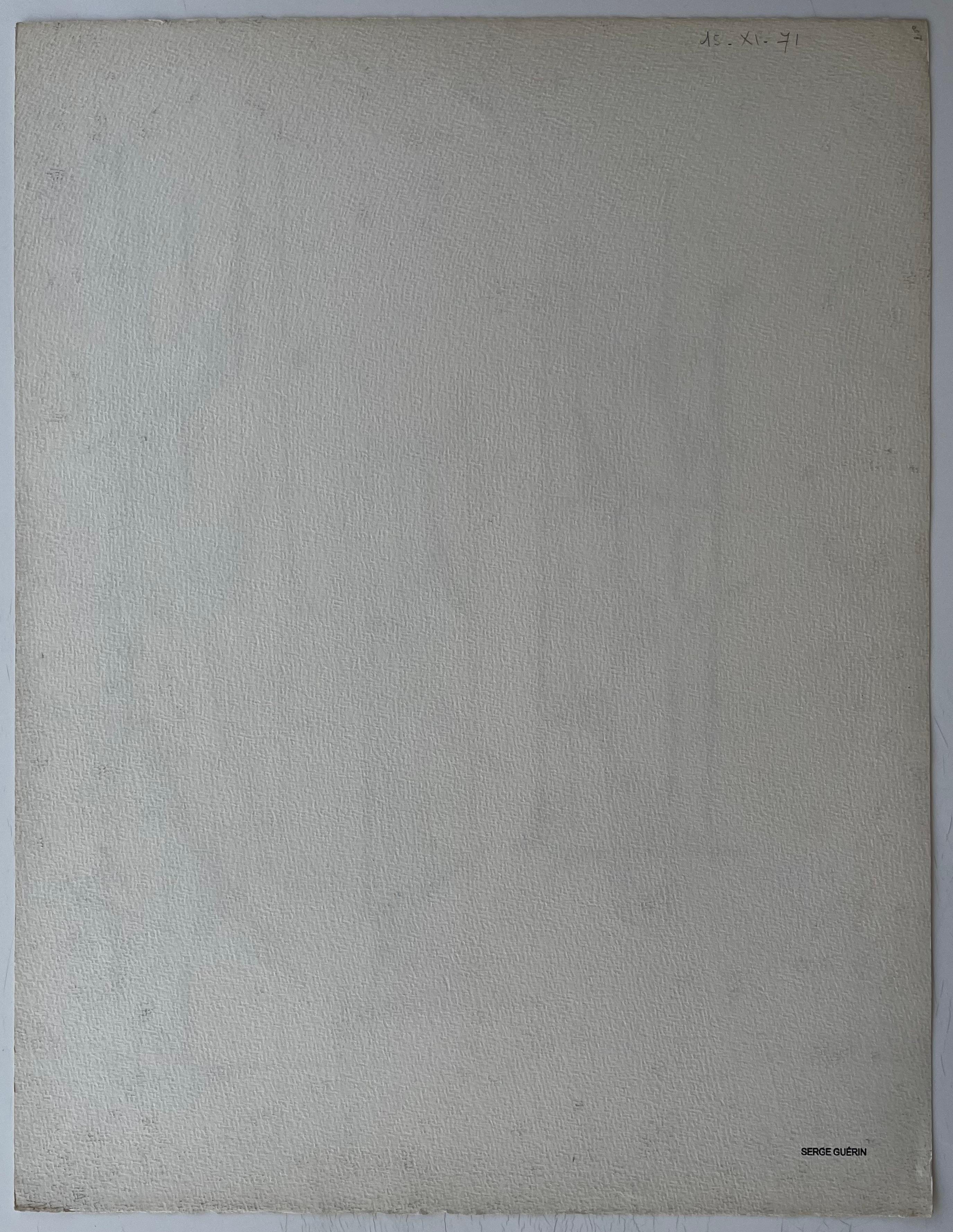 Mid Century French Black and White Linear Geometric Abstract Drawing im Angebot 5
