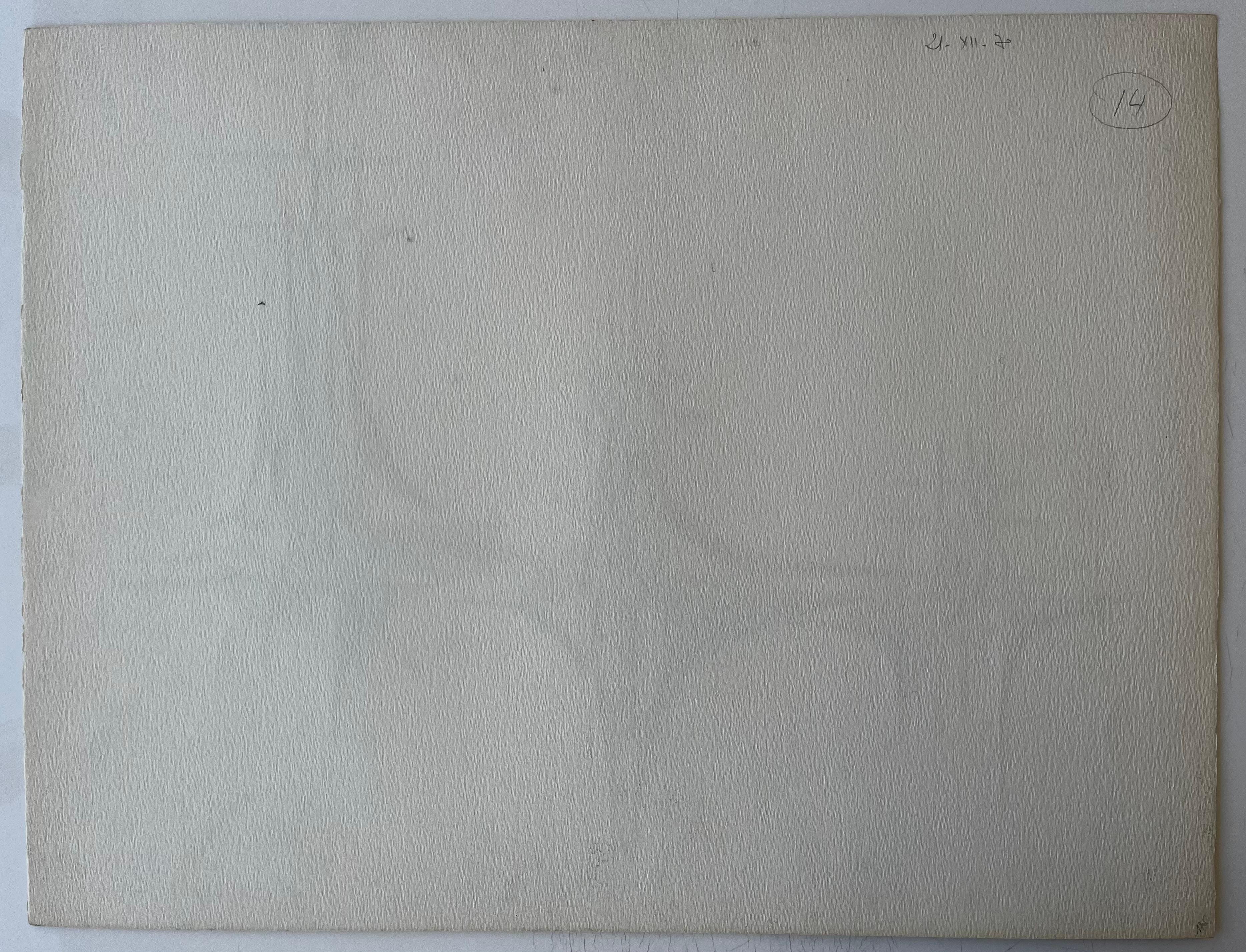 Mid Century French Geometric Abstract Black and Brown Ink Drawing on Paper For Sale 4
