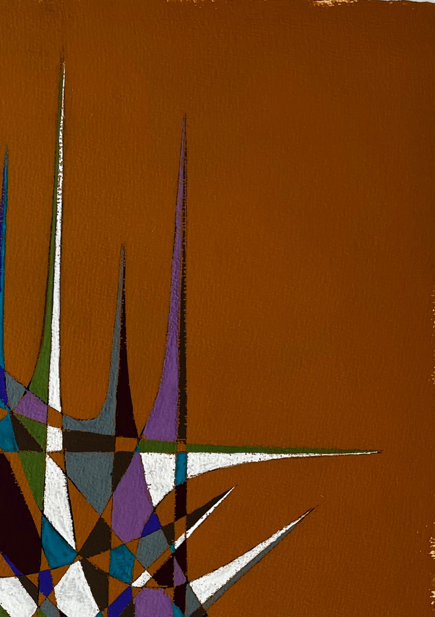 Mid Century French Geometric Abstract Composition in Earth and Jewel Tones im Angebot 1
